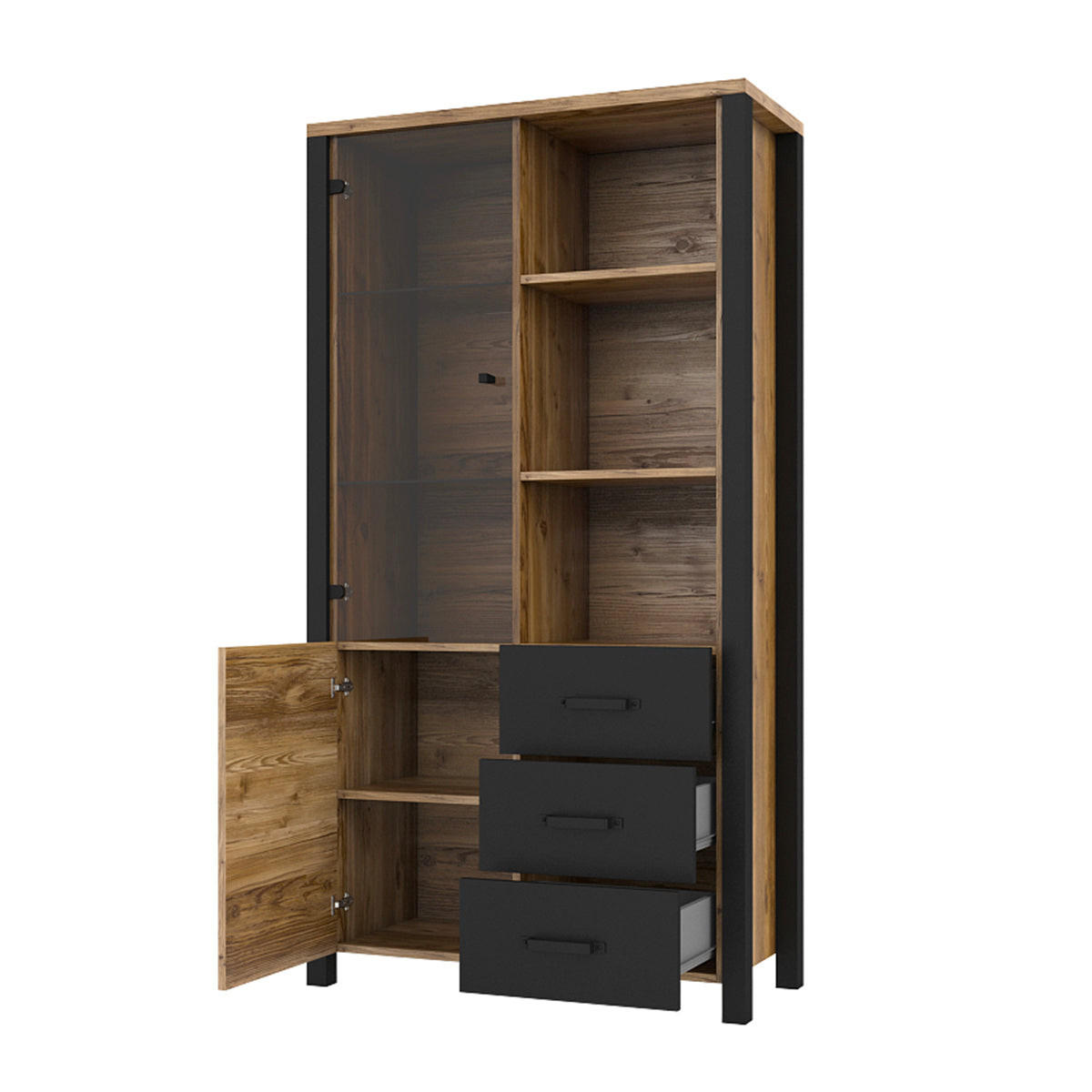 GESCHIRRSCHRANK Lyam Holz und Schwarz - Schwarz, Holzwerkstoff (101/191/43cm) - Petits-meubles