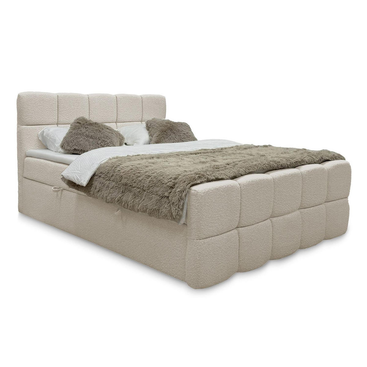 BOXBETT Calgary 180x200 Stoff beige - Beige, Textil (180/200cm) - Juskys