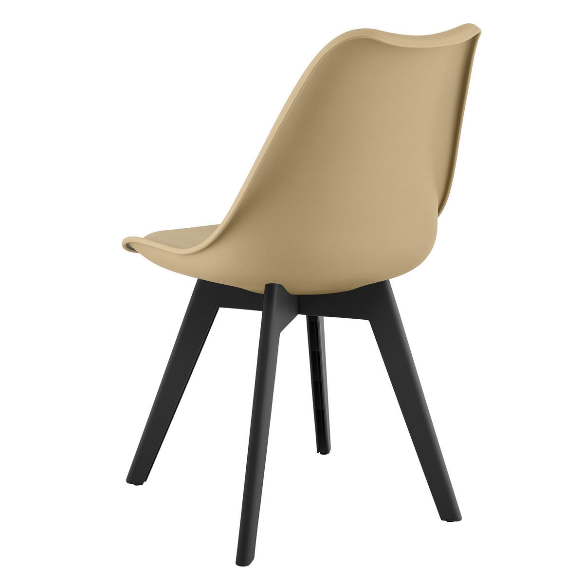 ESSZIMMERSTUHL RIKX dunkelbeiger Sitz, schwarze Beine - Beige/Schwarz, Kunststoff (49/82/43cm) - Valora