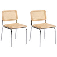 ESSZIMMERSTUHL 2er-Set Polyrattan Hellbraun Corvallis - Hellbraun, Kunststoff (48/83/58cm) - Beliani