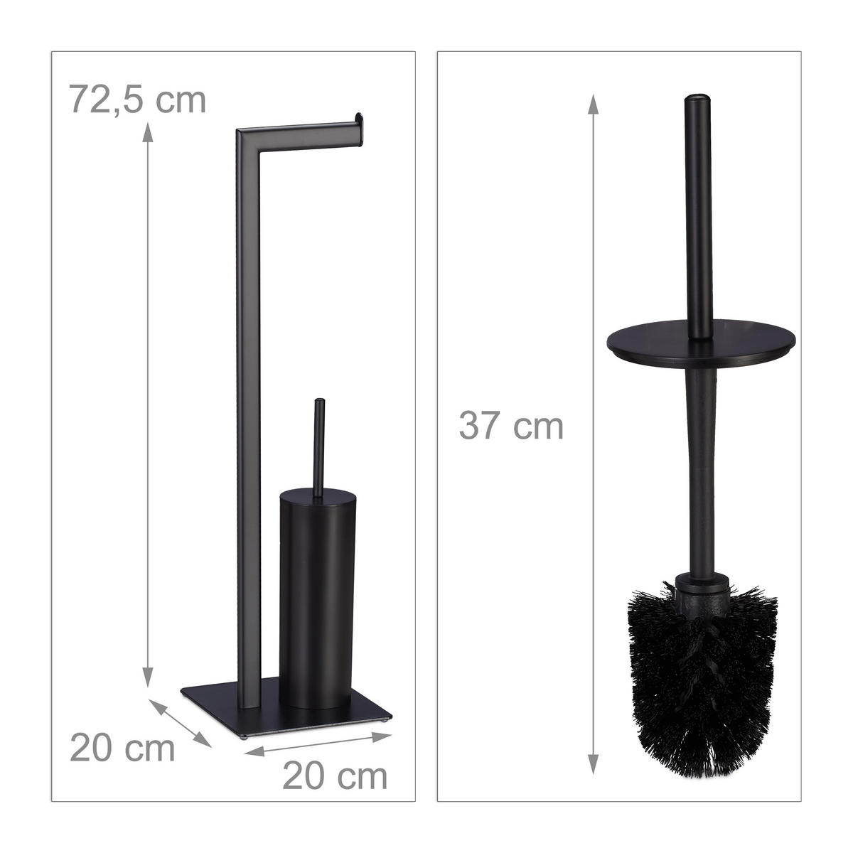 WC Garnitur - Schwarz, Metall (20/72.5/20cm) - Relaxdays