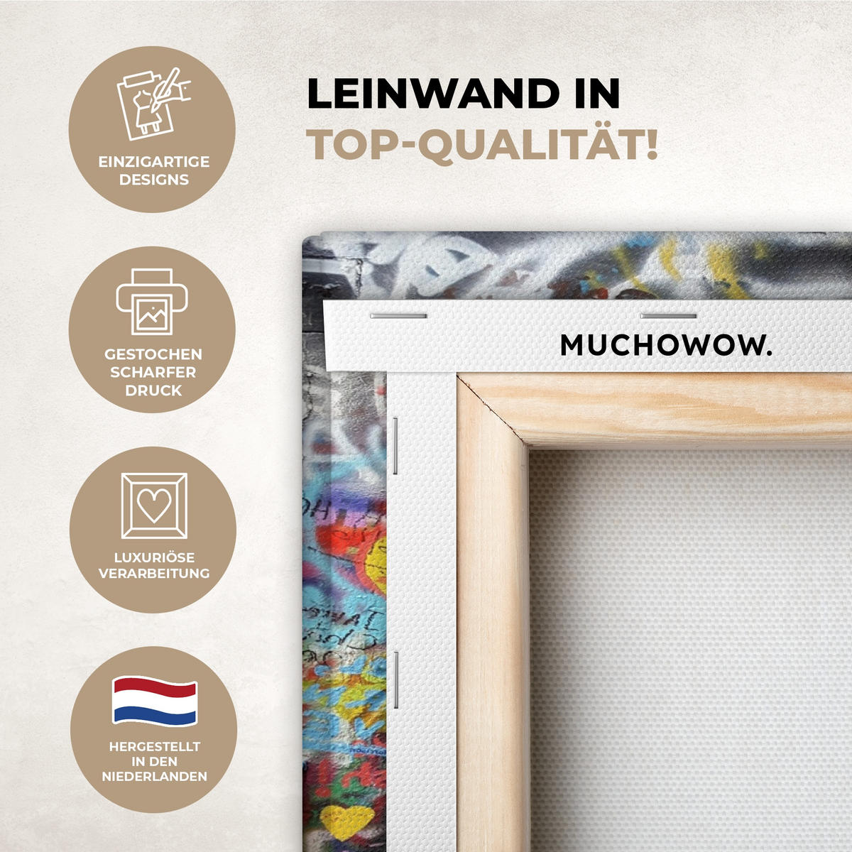 LEINWANDBILD Graffiti - Junge - Ilussie - Straßenkunst Wanddeko 90x60 cm - Hellgrau, Textil (90/60cm) - MuchoWow