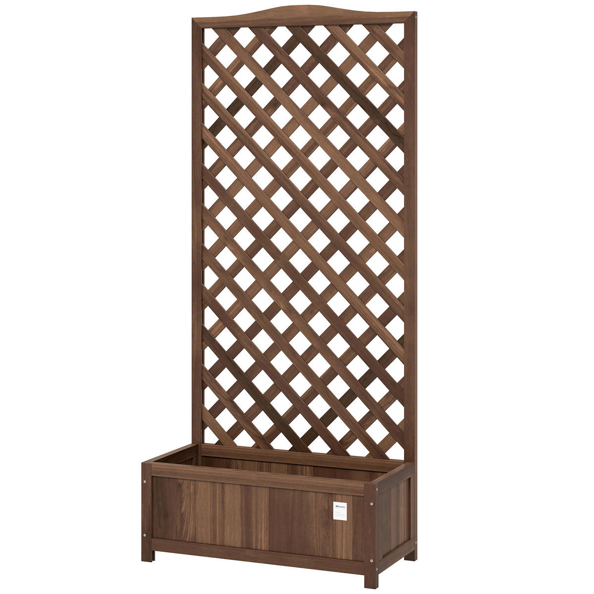 HOCHBEET DE-12283 mit Rankgitter 76/36/170 cm mit Lattenboden Dunkelbraun - Braun, Holz (76/170/36cm) - ComfortXL