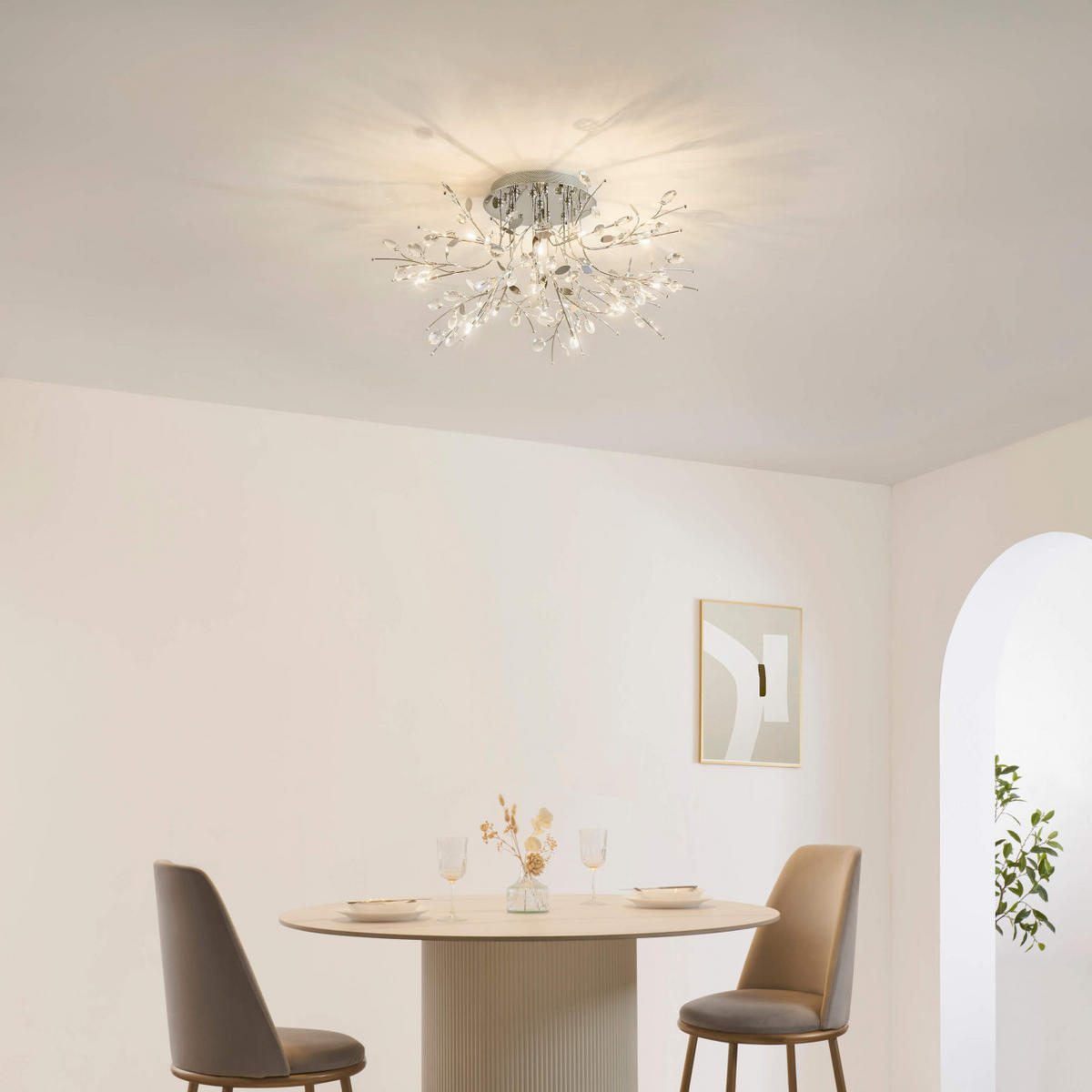 DECKENLEUCHTE Aiken, Silber/Chrom, 27cm - Chromfarben, Glas (27/90/27cm) - KOSILUM