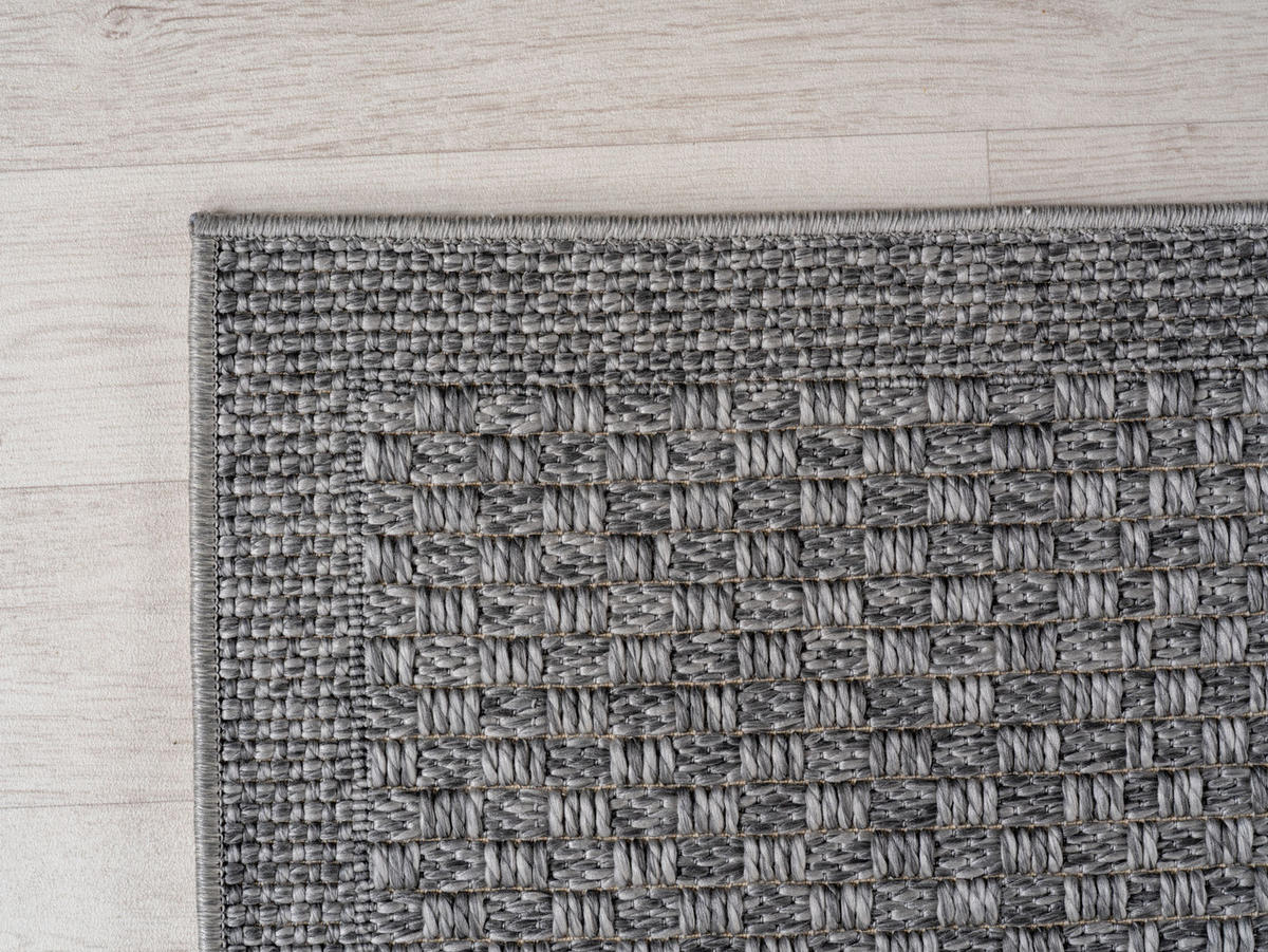 TEPPICH In-/Outdoor Flachgewebe Karomuster Polypropylen Küche Grau Rechteckig 200x290 - Grau, Textil (200/290cm) - KADIMA DESIGN