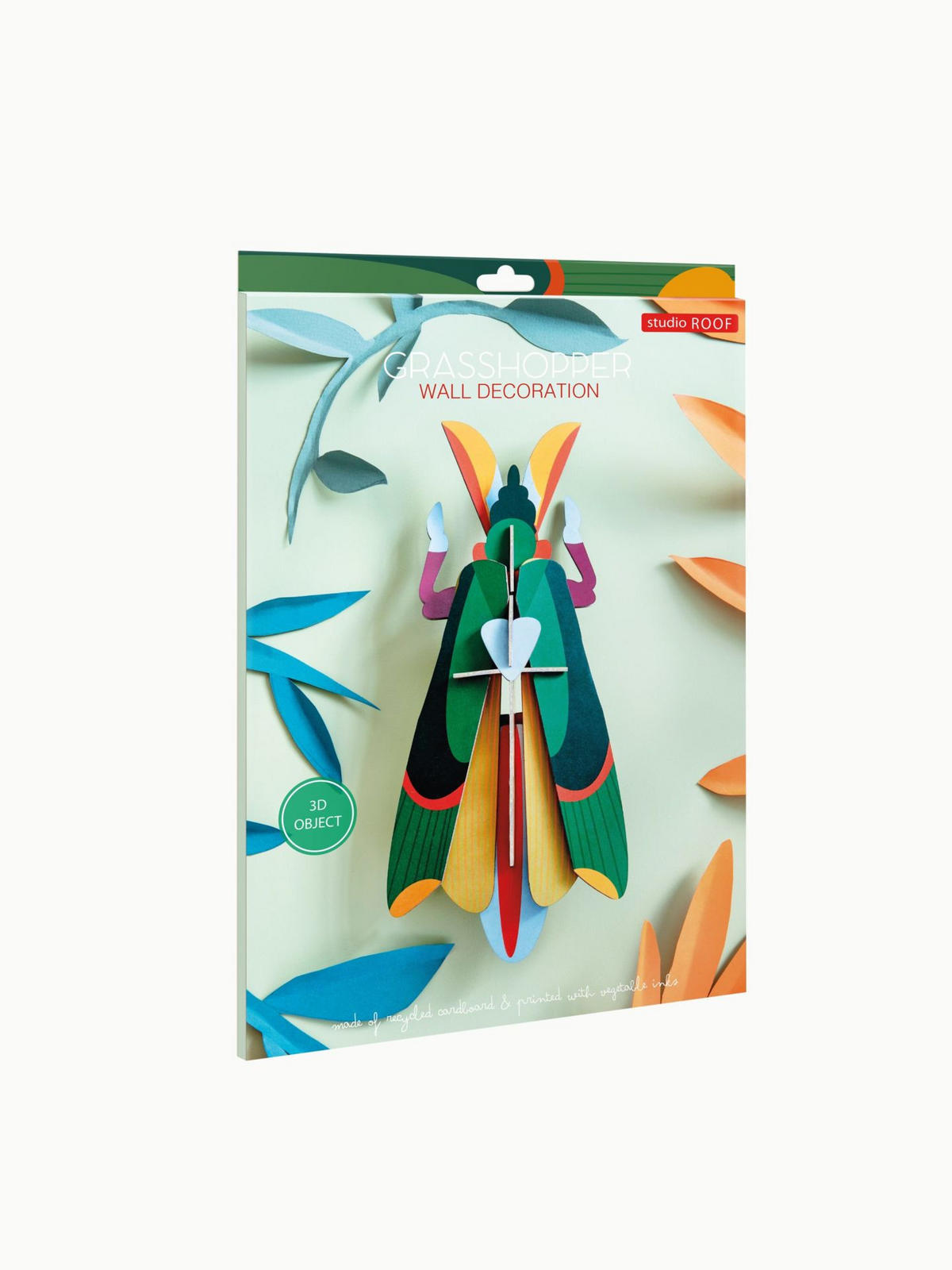 WANDDEKO Grashüpfer 14/7 cm - Grün, Wellpappe (14/7/29cm) - KUNSTLOFT