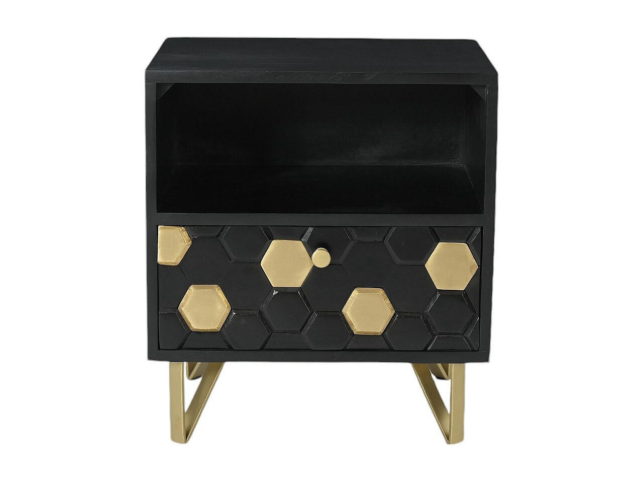 NACHTTISCH - 45 cmcm x 38 cmcm - Holz, Platte - Schwarz, Goldfarben - BELORI - Goldfarben/Schwarz, Holz (945/50/38cm) - Vente-Unique
