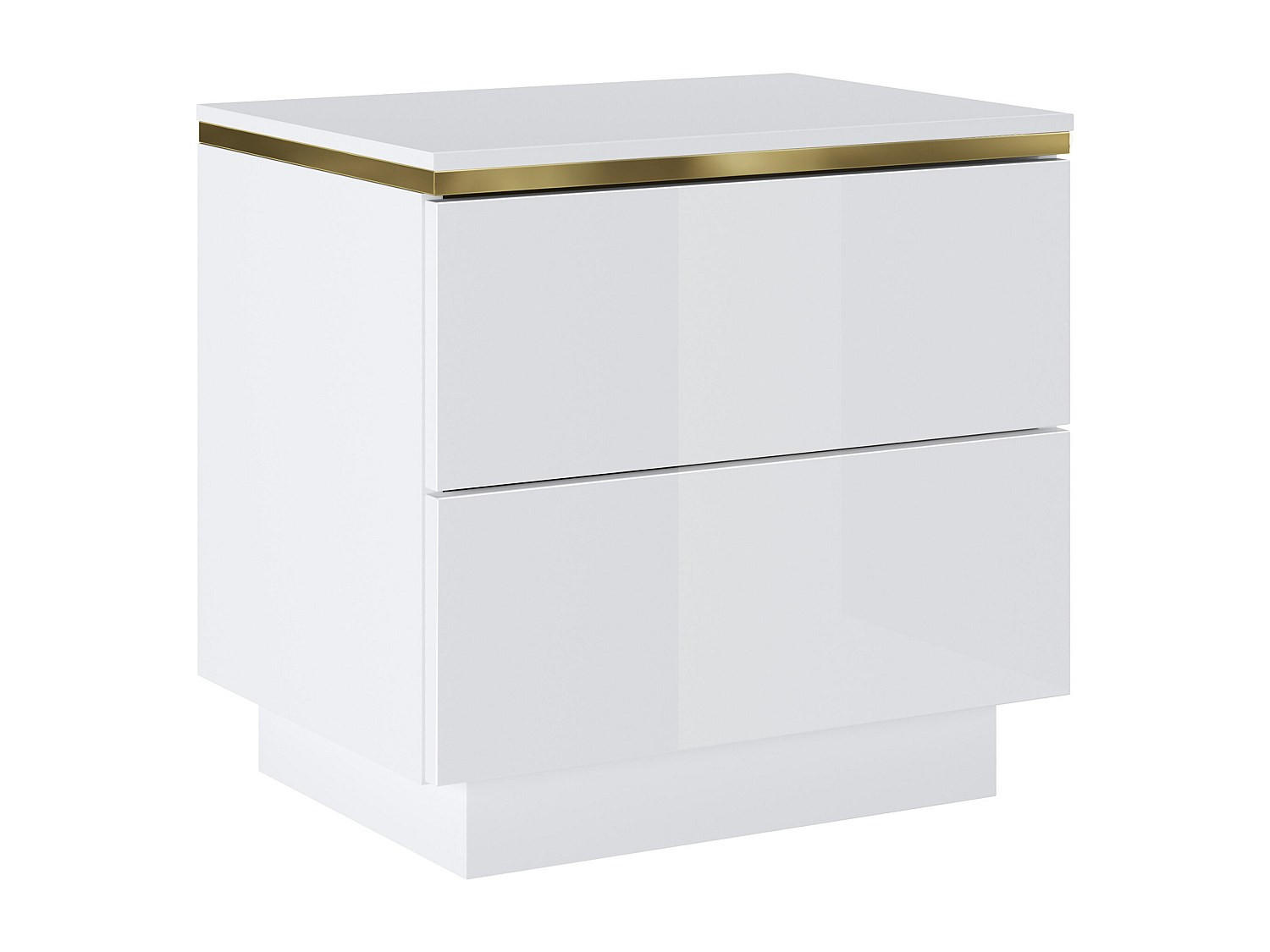NACHTTISCH mit 2 Schubladen - Weiß glänzend & Goldfarben - VUKIA - Weiß, Holz (36.8/50/50cm) - Pascal Morabito