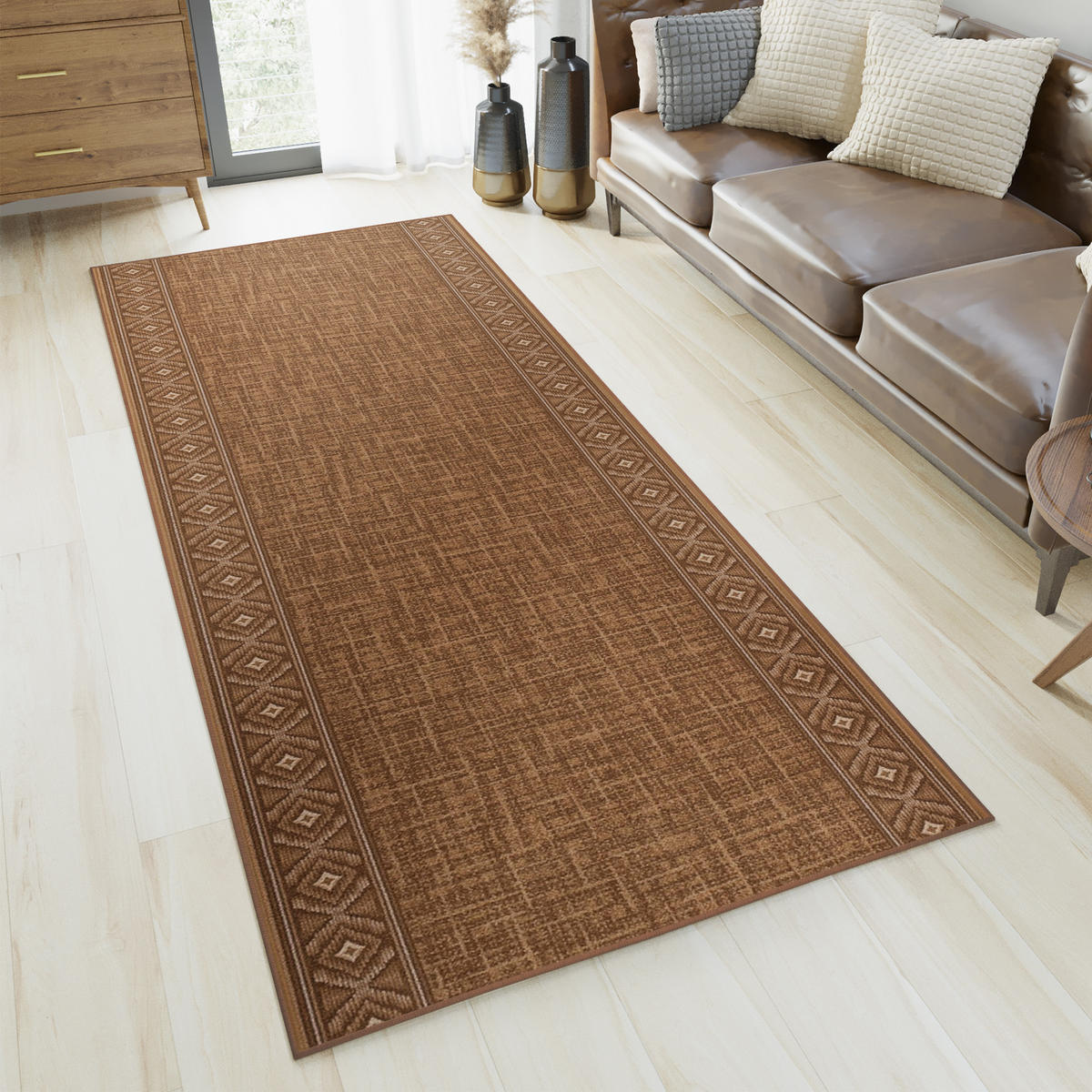 TEPPICHLÄUFER Anti-Rutsch Beige rutschfest Gummiunterlage 67/1100 cm - Beige, Textil (67/1100cm) - Tapiso