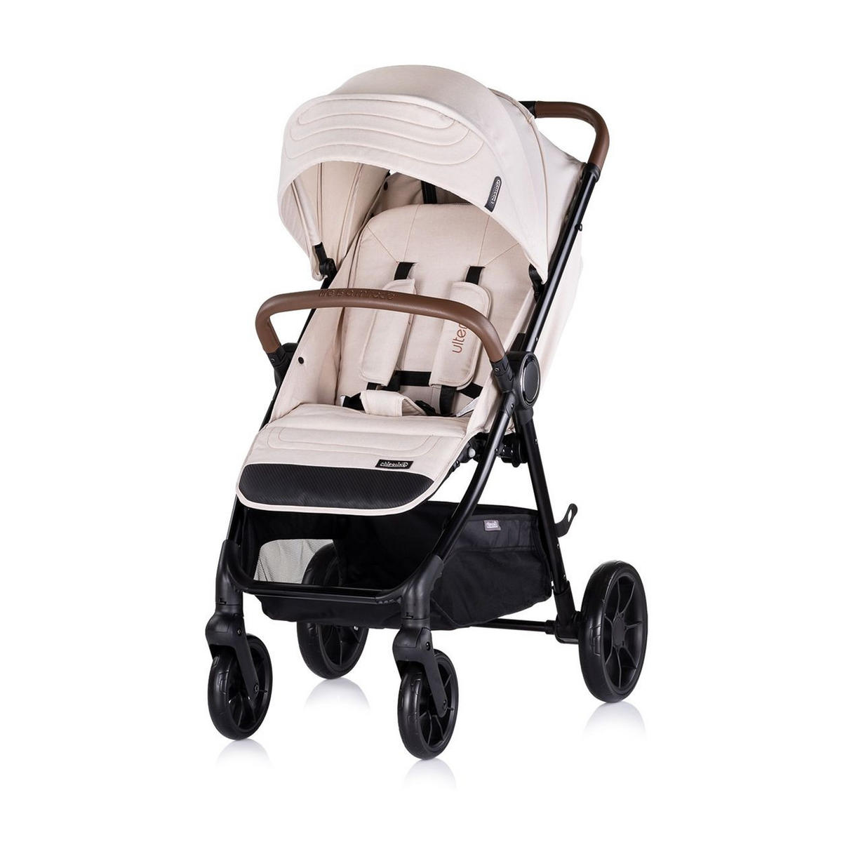 KINDERWAGEN Ultera hellbraun klappbar Korb Federung Hinterradbremse Gurt - Champagner, Metall (75/56/102cm) - Chipolino