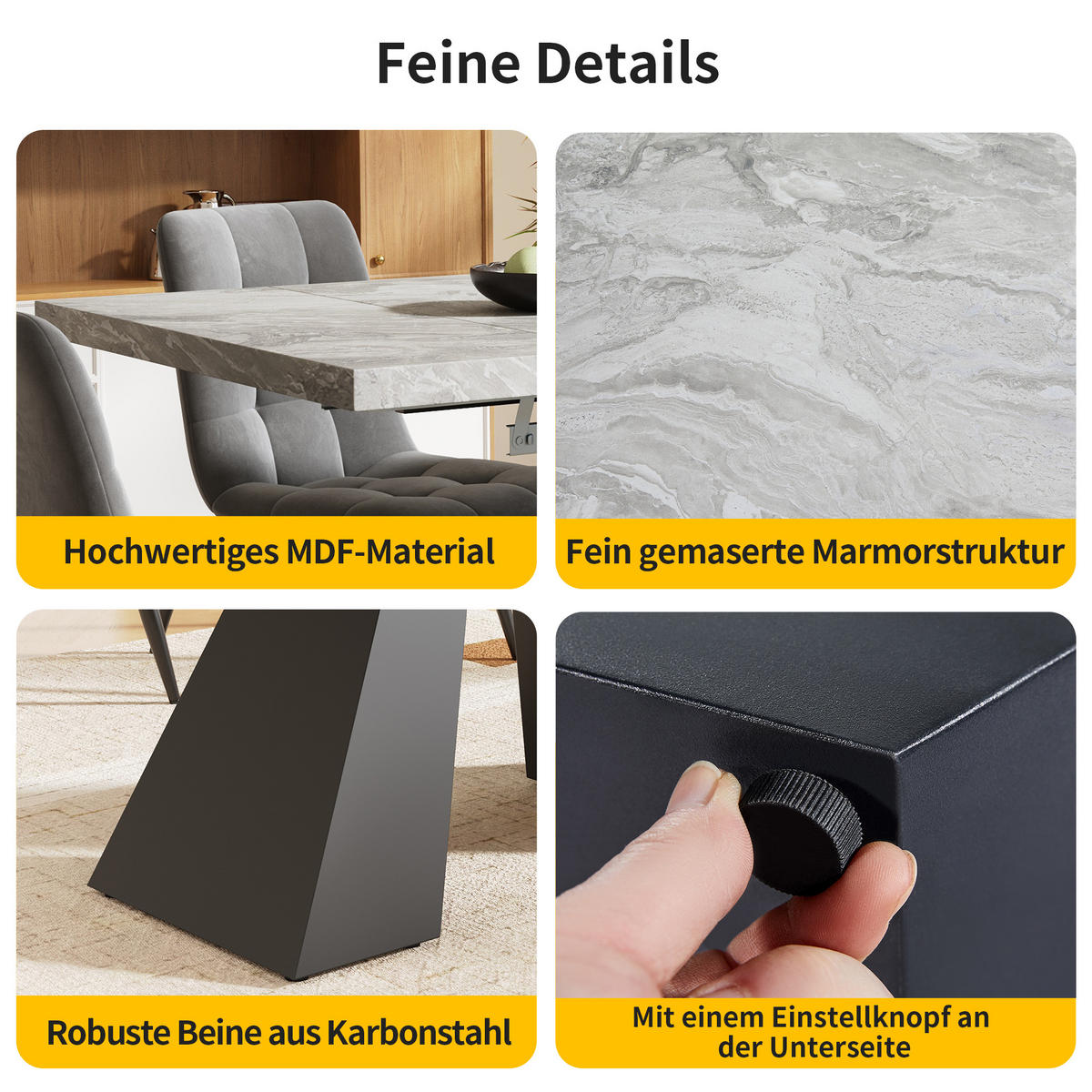 ESSTISCH Grau 159/74/77 cm - Grau, Holz/Metall (74/159/77cm) - Urban Meuble