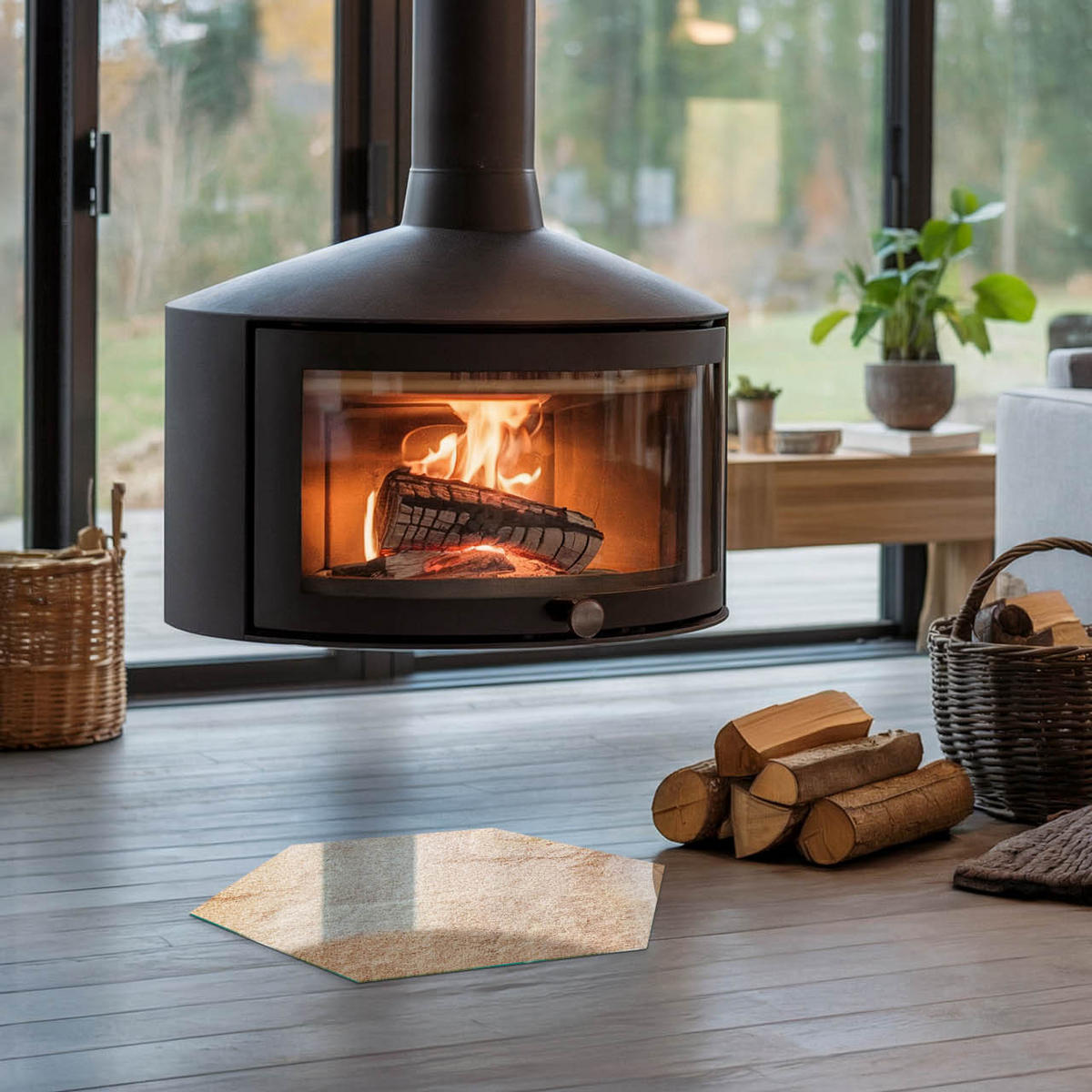 GLASPLATTE für Kamin h40 cm - Beige, Glas (40/40/0.4cm) - TULUP
