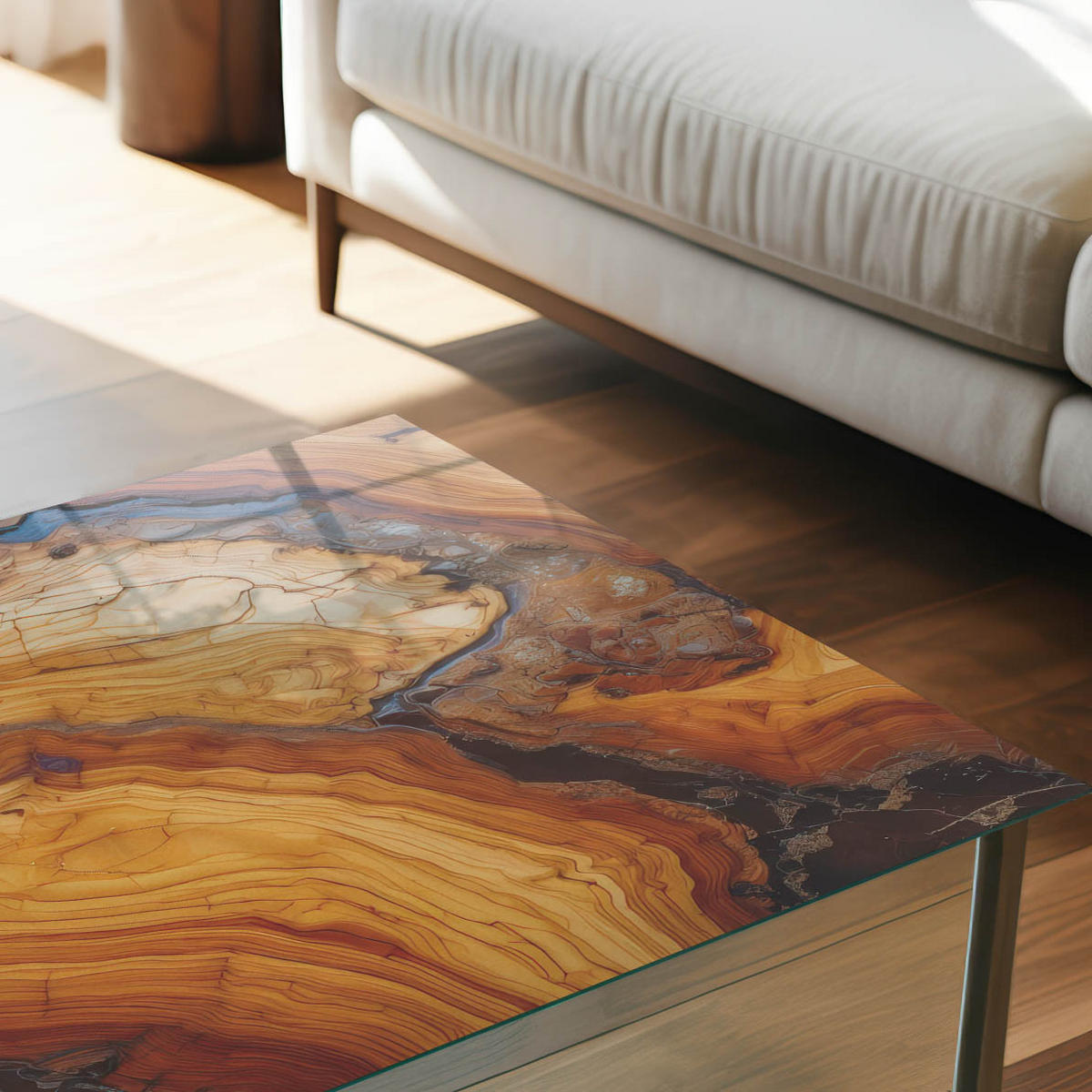 TISCHPLATTE 50x50 cm – Maserungsmuster - Braun, Glas (0.4/50/50cm) - Wallfluent