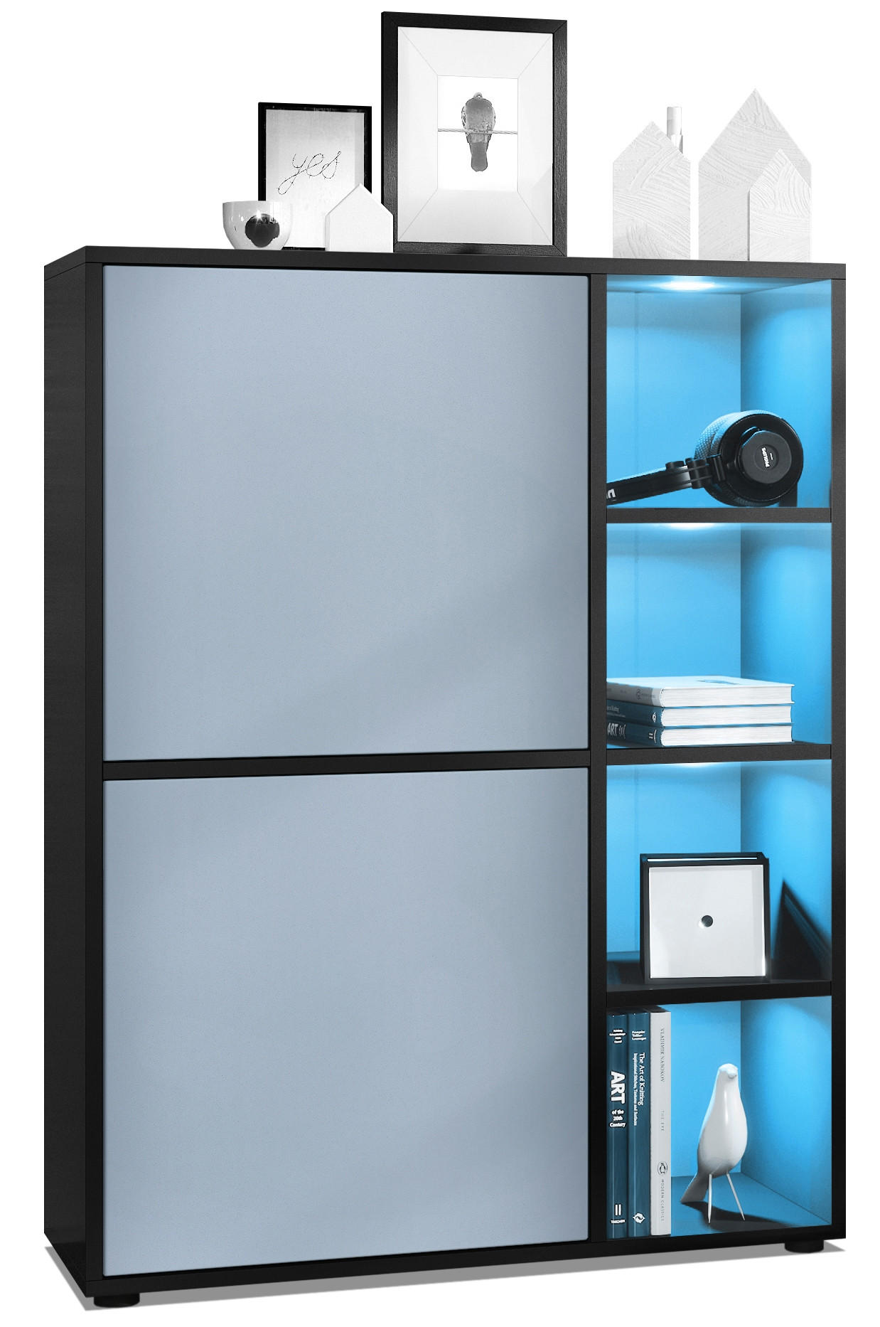HIGHBOARD Cuba Türen in Denim matt - Pastellblau, Holzwerkstoff (79/105.5/35.5cm) - Vladon
