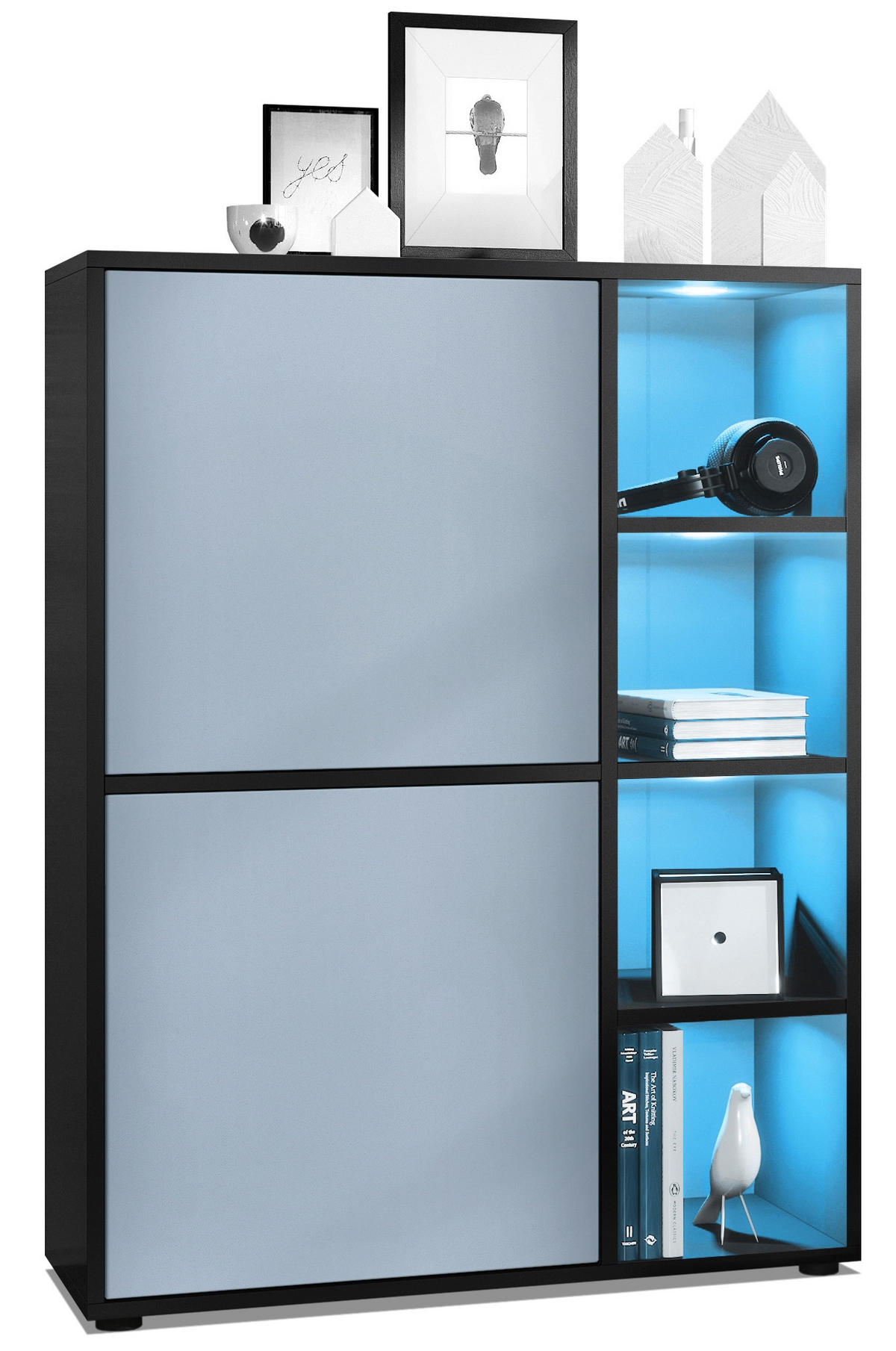 HIGHBOARD Cuba Türen in Denim matt - Pastellblau, Holzwerkstoff (79/105.5/35.5cm) - Vladon