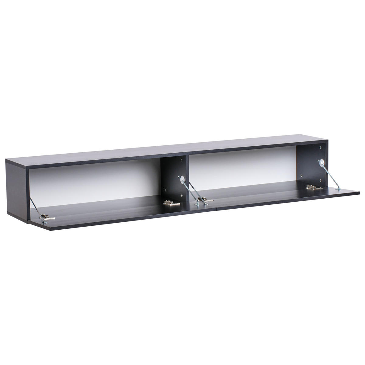 WANDMONTIERTER-TV-SCHRANK Schwarz Gladstone - Schwarz, Holzwerkstoff (180/30/32cm) - Beliani
