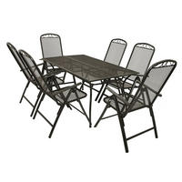 GARTENESSGRUPPE Glasgow - GartenGARTEN-GARNITUR für 6 Personen - Gartenmöbel Set 7-teilig - Streckmetall anthrazit - Grau, Metall - TPFGarden