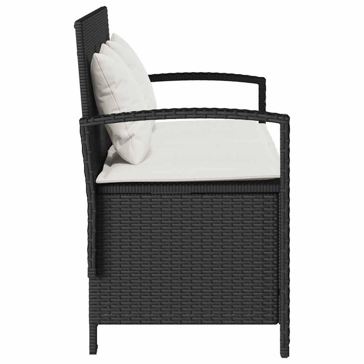 GARTENBANK Mit Stauraum Und Kissen Schwarz Poly Rattan - Schwarz, Kunststoff (111/87/56cm) - vidaXL