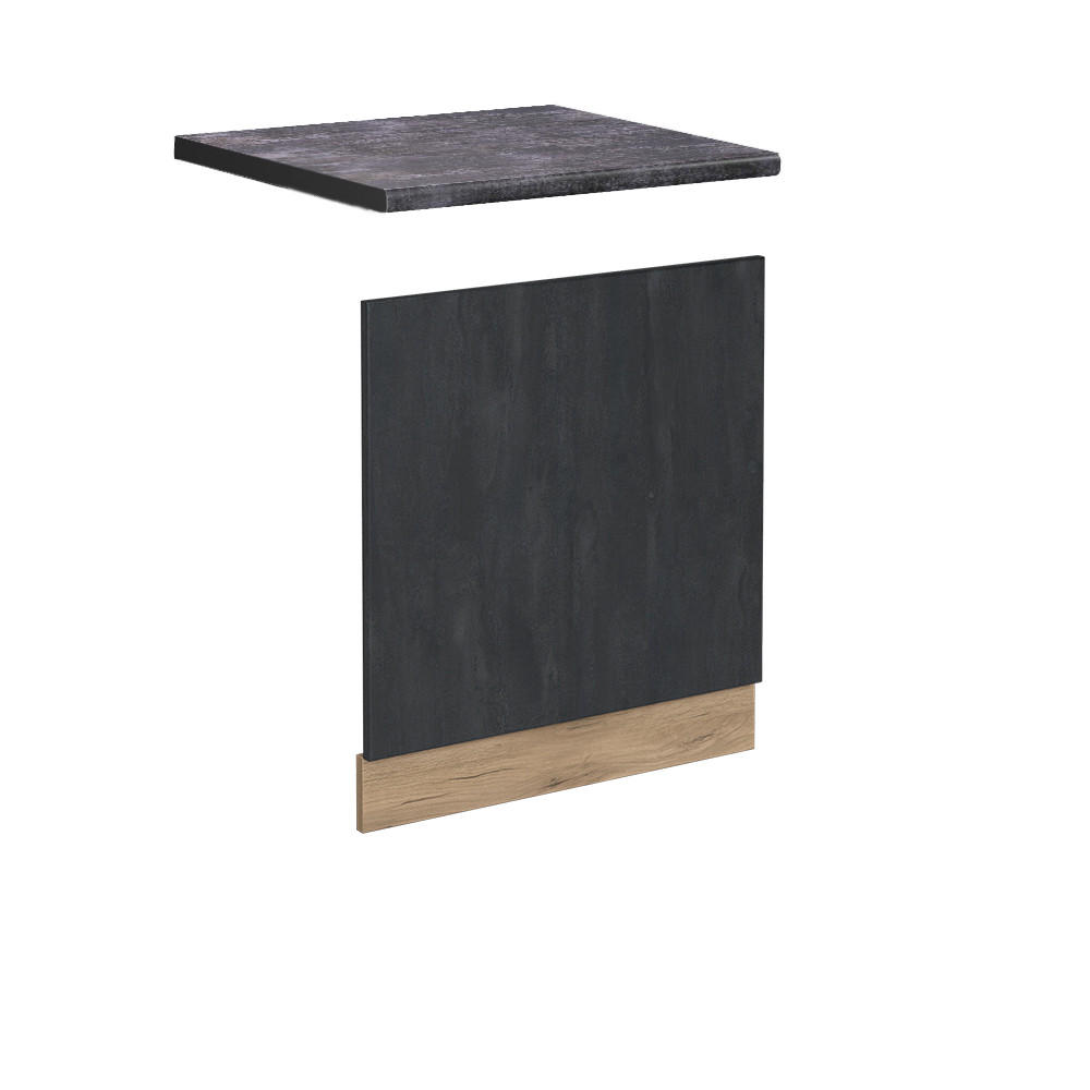FRONTBLENDE R-Line Schwarz Beton 60 cm AP Anthrazit - Eiche Wotan/Schwarz, Holzwerkstoff (60/57.2/1.6cm) - Vicco