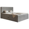 BOXBETT Bonio VIII 120/200 cm in Hellgrau – mit Bettkasten und Topper - Hellgrau/Schwarz, Holz/Holzwerkstoff (120/200cm) - AX Living