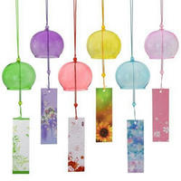 WINDSPIEL 6-teiliges Set buntes Glas handgefertigt - Multicolor, Glas (40/7/6cm)