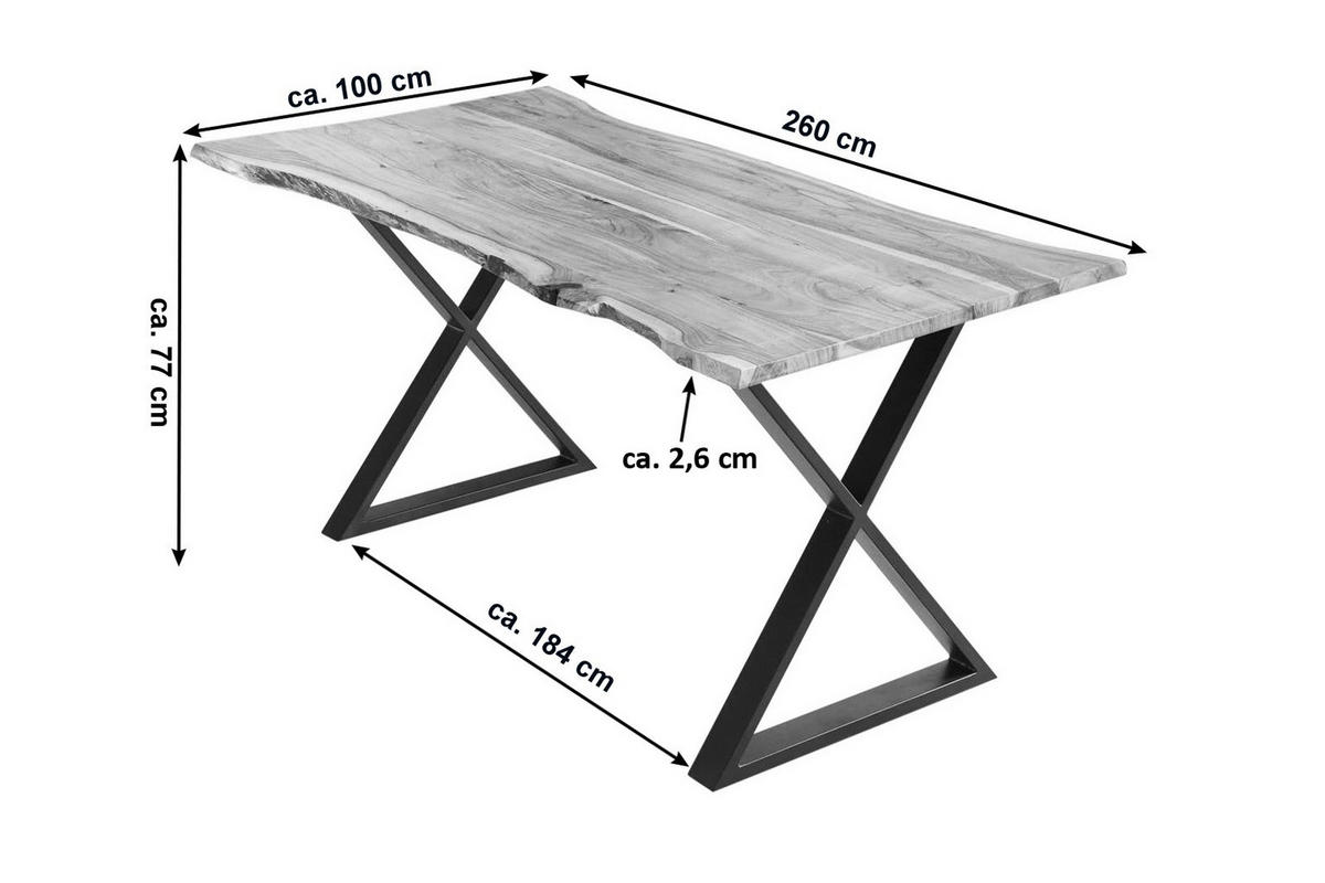 ESSTISCH KASIMIR - Beige/Schwarz, Holz/Metall (100/260/77cm) - SAM
