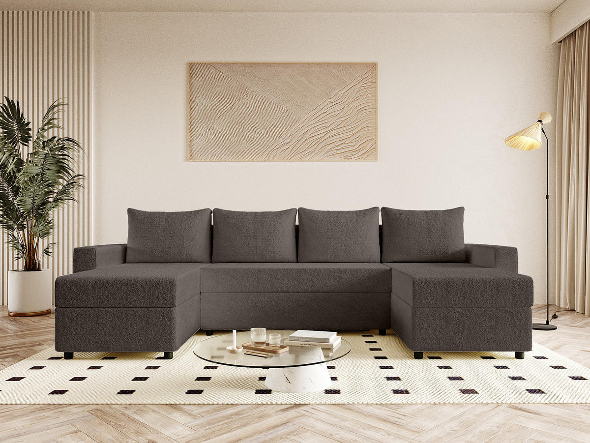 WOHNLANDSCHAFT Goka Lux U mit Schlaffunktion, Braun - Braun, Textil (298/72/146cm) - Fedve