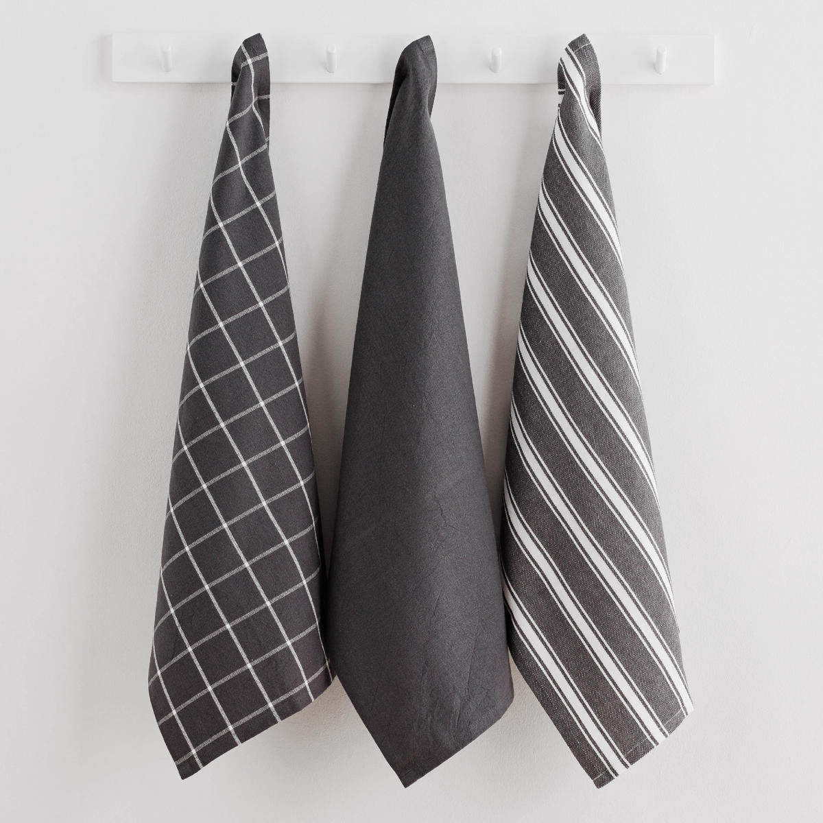 GESCHIRRTUCH-SET Trio - Dunkelgrau, Textil (40/60cm) - home&you