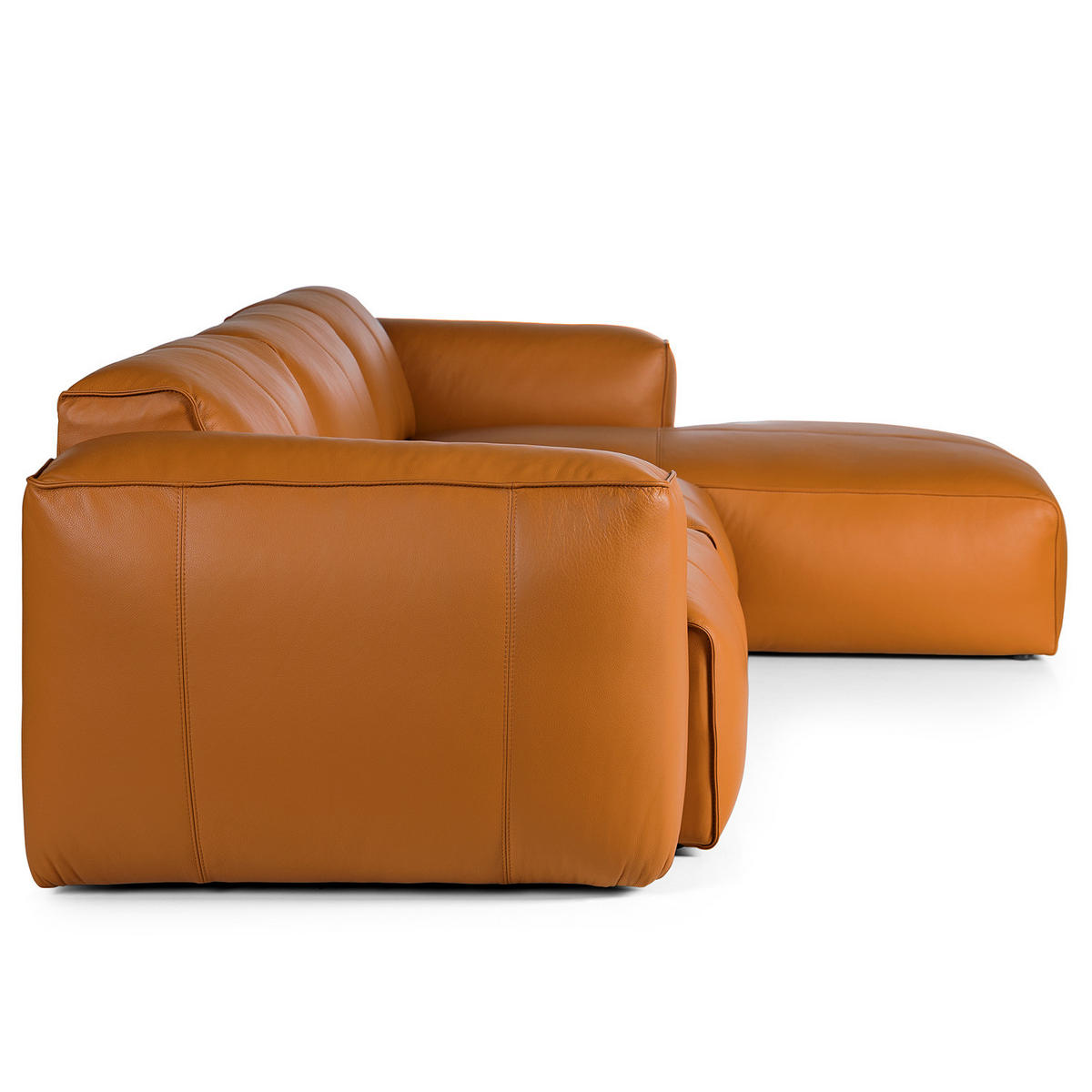 3-SITZER ECKSOFA mit Longchair - Cognac/Schwarz, Leder/Kunststoff (284/173cm) - home24