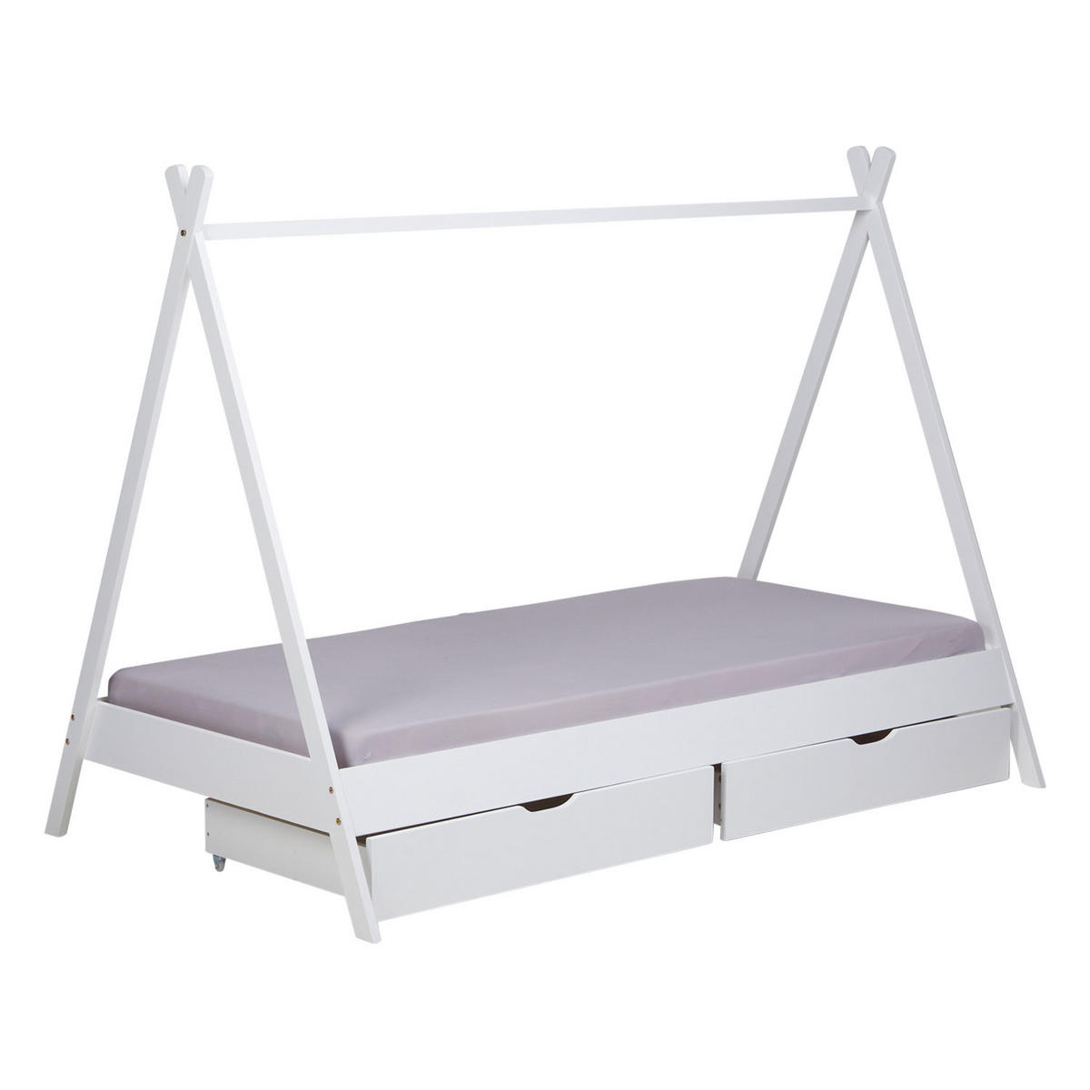 KINDERBETT Tipibett 90/200 cm Weiß - Weiß, Holz (208/153/121cm) - Homestyle4u