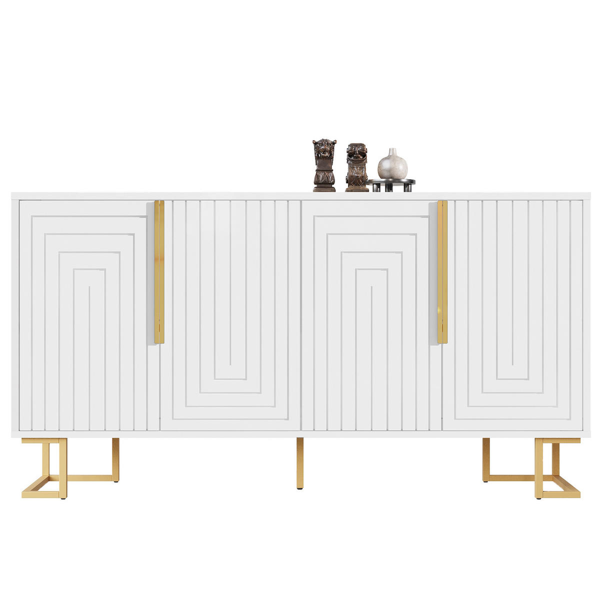 SIDEBOARD 152/40/75 cm mit 2 Türen, 4 Fächern und Kippschutz, MDF, Weiß - Weiß, Holzwerkstoff (152/75/40cm) - Redom