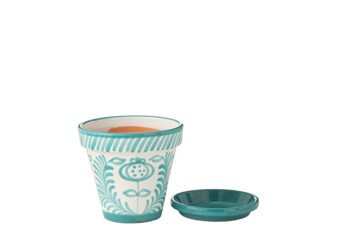 BLUMENTOPF GRANADA PATTERN - Töpferei - Aqua - M - Ø 27 cm - Multicolor, Keramik (27/25cm) - J-Line