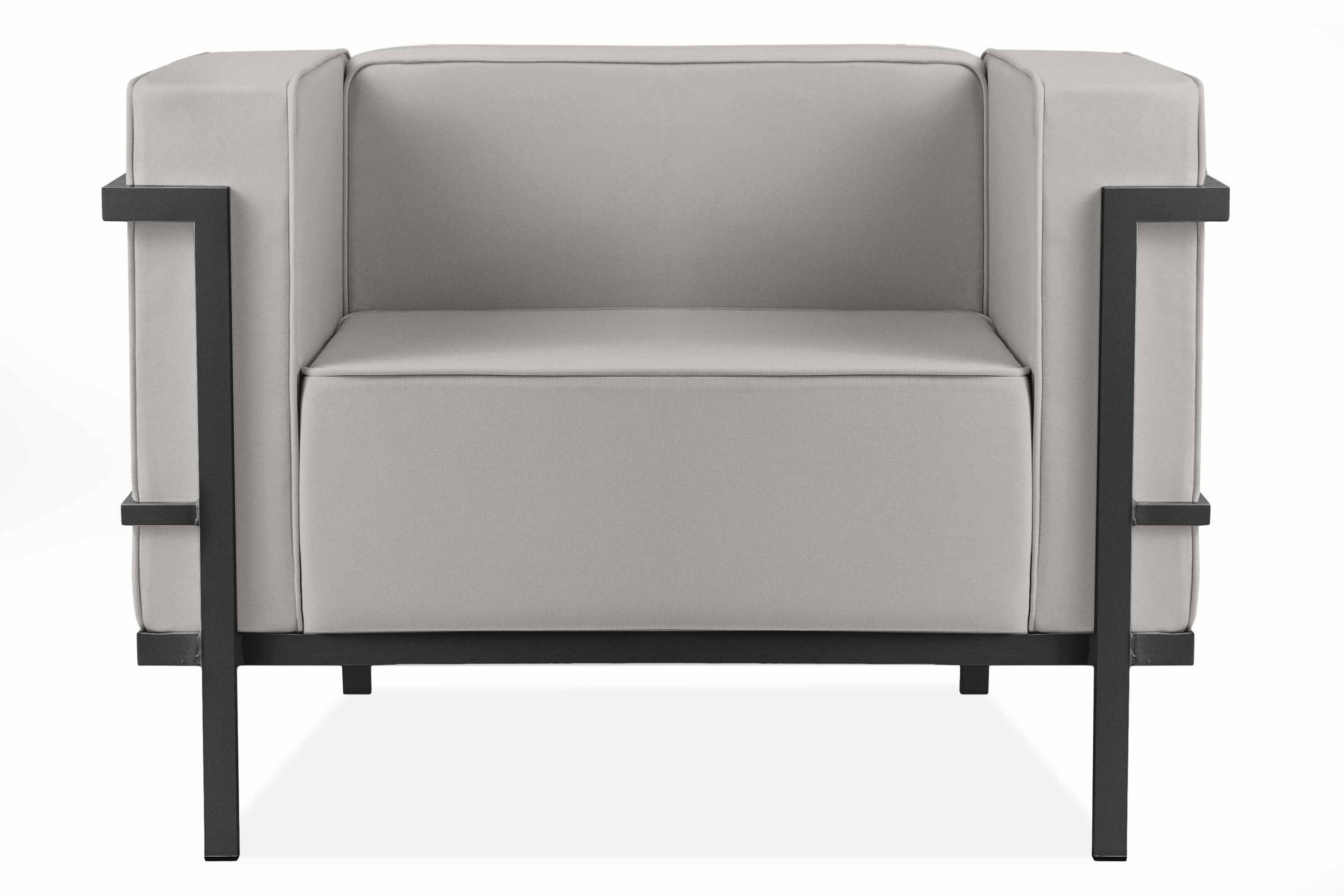 GARTENSESSEL TRIGLO Stahlgestell, Modern, Dunkelgrau/Hellgrau - Dunkelgrau/Hellgrau, Textil/Metall (99/70/69cm) - KONSIMO®