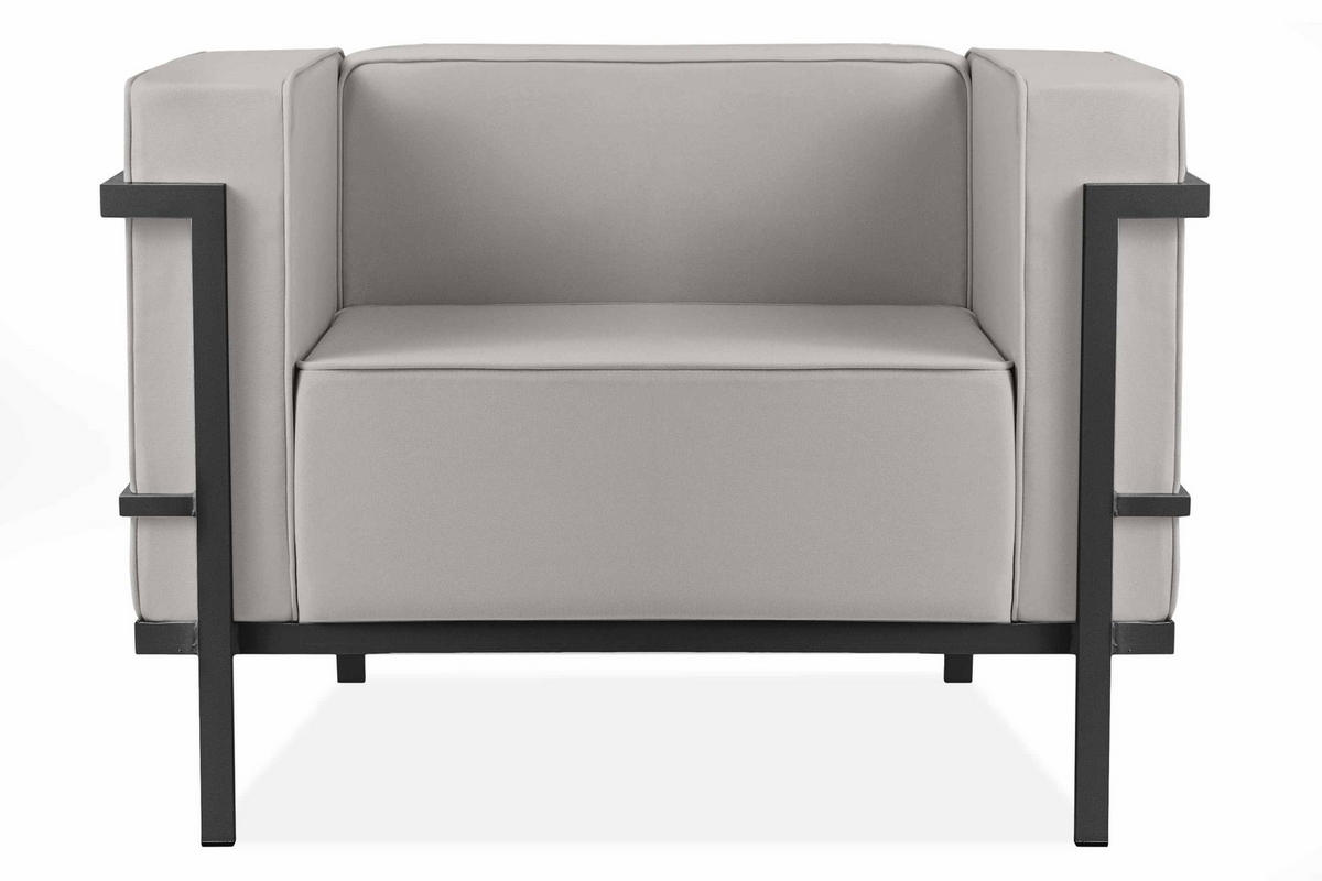 GARTENSESSEL TRIGLO Stahlgestell, Modern, Dunkelgrau/Hellgrau - Dunkelgrau/Hellgrau, Textil/Metall (99/70/69cm) - KONSIMO®