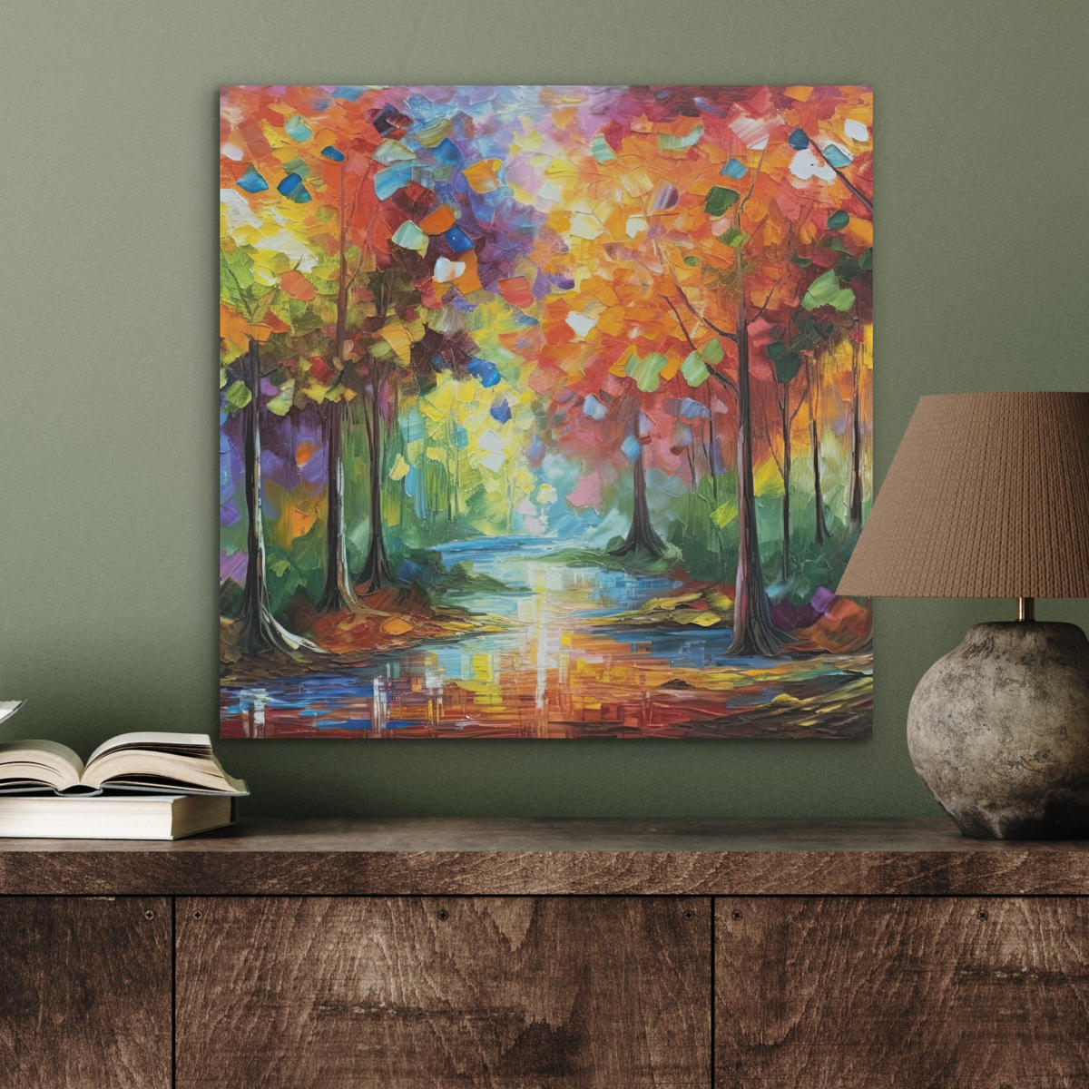 AKUSTIKBILD Landschaft - Wald - Farben - Natur Wandbilder 60x60 cm - Multicolor, Kunststoff (60/60/0.9cm) - MuchoWow