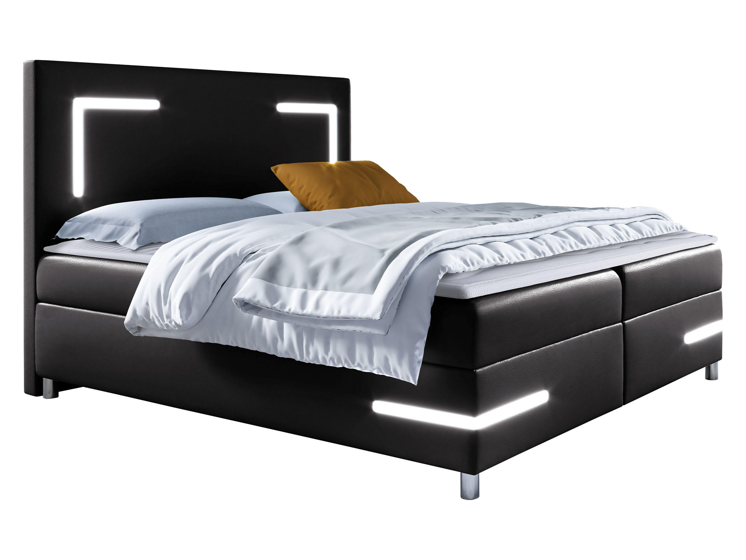 BOXBETT Delos LED - Schwarz, Holz (140/200cm) - MIRJAN24