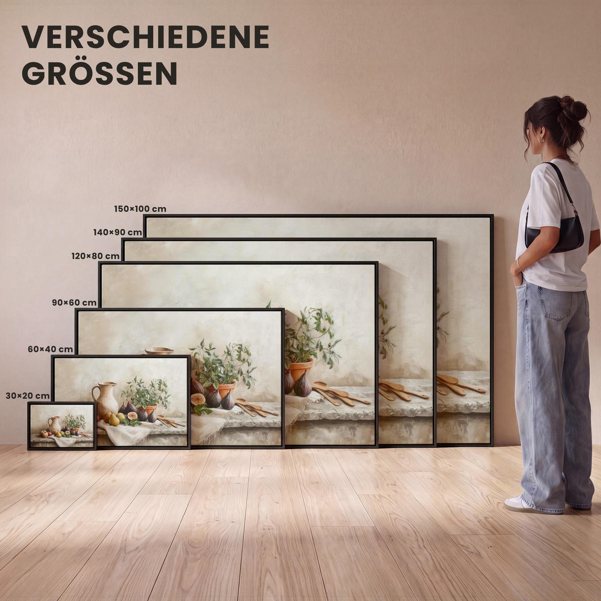 LEINWAND Bilder mit Rahmen - Obst - Kräuter - Ländlich - 60x40 - Naturfarben, Textil (60/40cm) - MuchoWow
