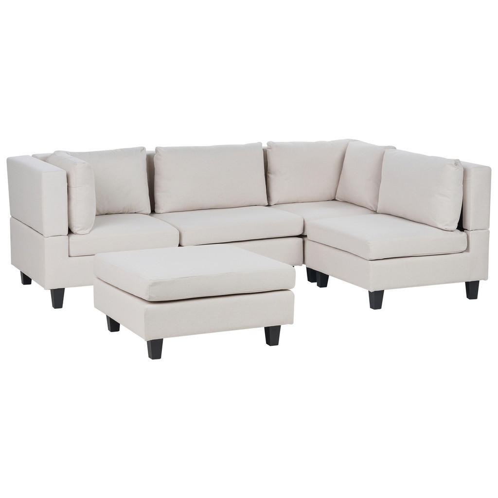 Thumbnail - Beliani 4-Sitzer-Ecksofa, Beige, Schwarz, Textil, 228x72x152 cm, Wohnzimmer, Sofas & Couches, Sofas