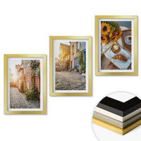 WANDBILDER 3er Set - 20x30 cm Goldrahmen - Straßenkaffee Sonnenblumen - Goldfarben, Kunststoff (20/30cm) - ArtPrintCave