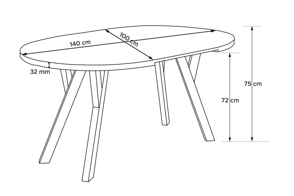ESSTISCH INDAGA Ausziehbar 100-140cm Rund, Walnuss mittel/schwarz - Walnussfarben/Schwarz, Holz (100/140/75cm) - KONSIMO®
