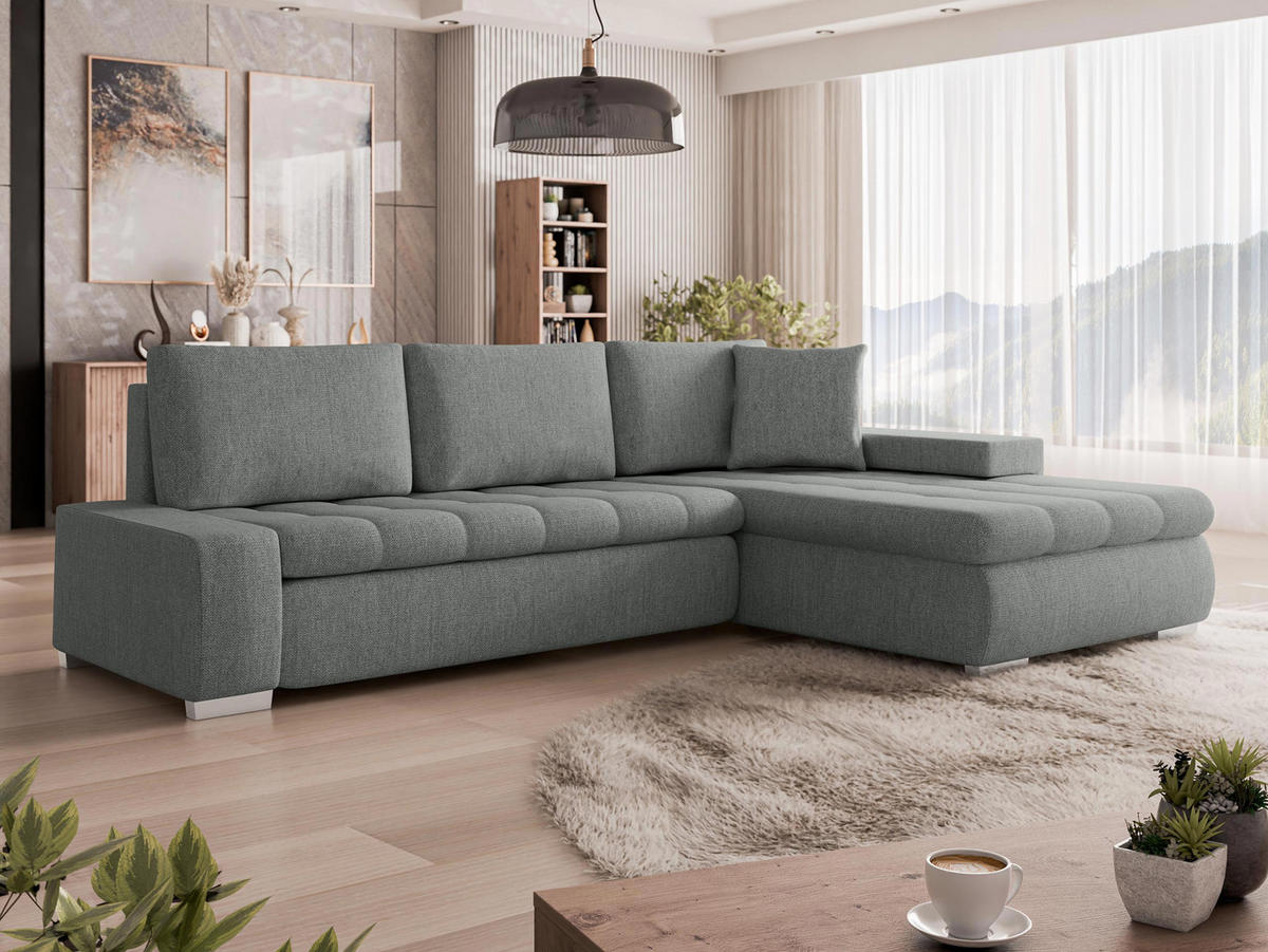ECKSOFA Orkan Mini - Alufarben, Holz/Textil (265/185cm) - MIRJAN24