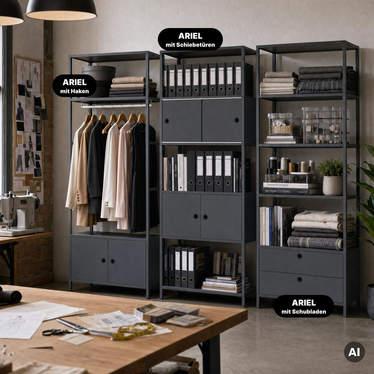 REGAL ARIEL 80 × 220 × 40 cm - Anthrazit, Metall (80/220/40cm) - Jan Nowak