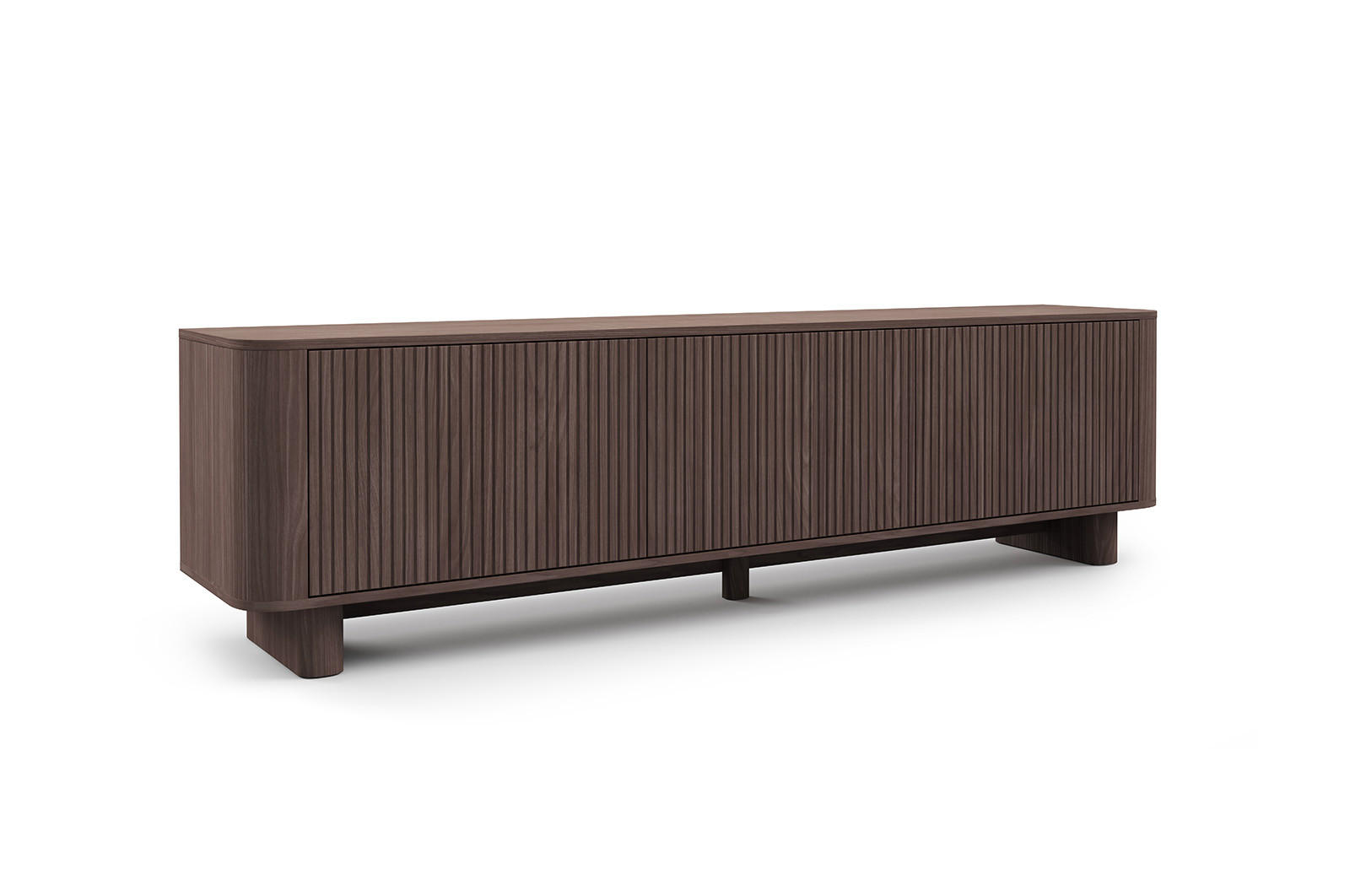 TV-SCHRANK Hängende RTV Kommode 200 cm Misterio mit Lamellen Nussbaum Lincoln - Braun, Holzwerkstoff (200/42/40cm) - Jerpax