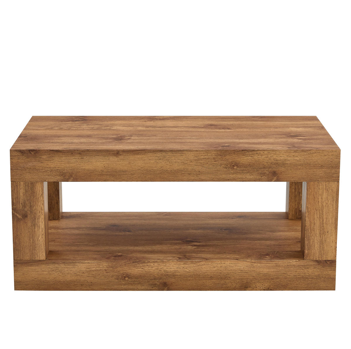 COUCHTISCH 93/53/46 cm mit 2 Ebenen, offenem Ablagefach und bodenschonenden Filzgleitern, Naturholz - Naturfarben, Holzwerkstoff (93/53/46cm) - Redom