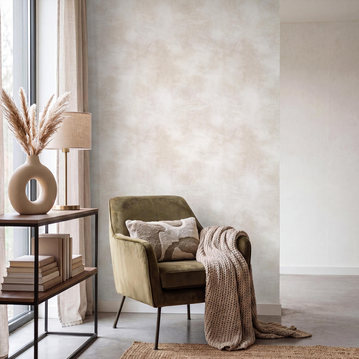 TAPETE - Dezent - Textur - Beige - 140x200 cm - Creme, Papier (140/200cm) - OnlyWow