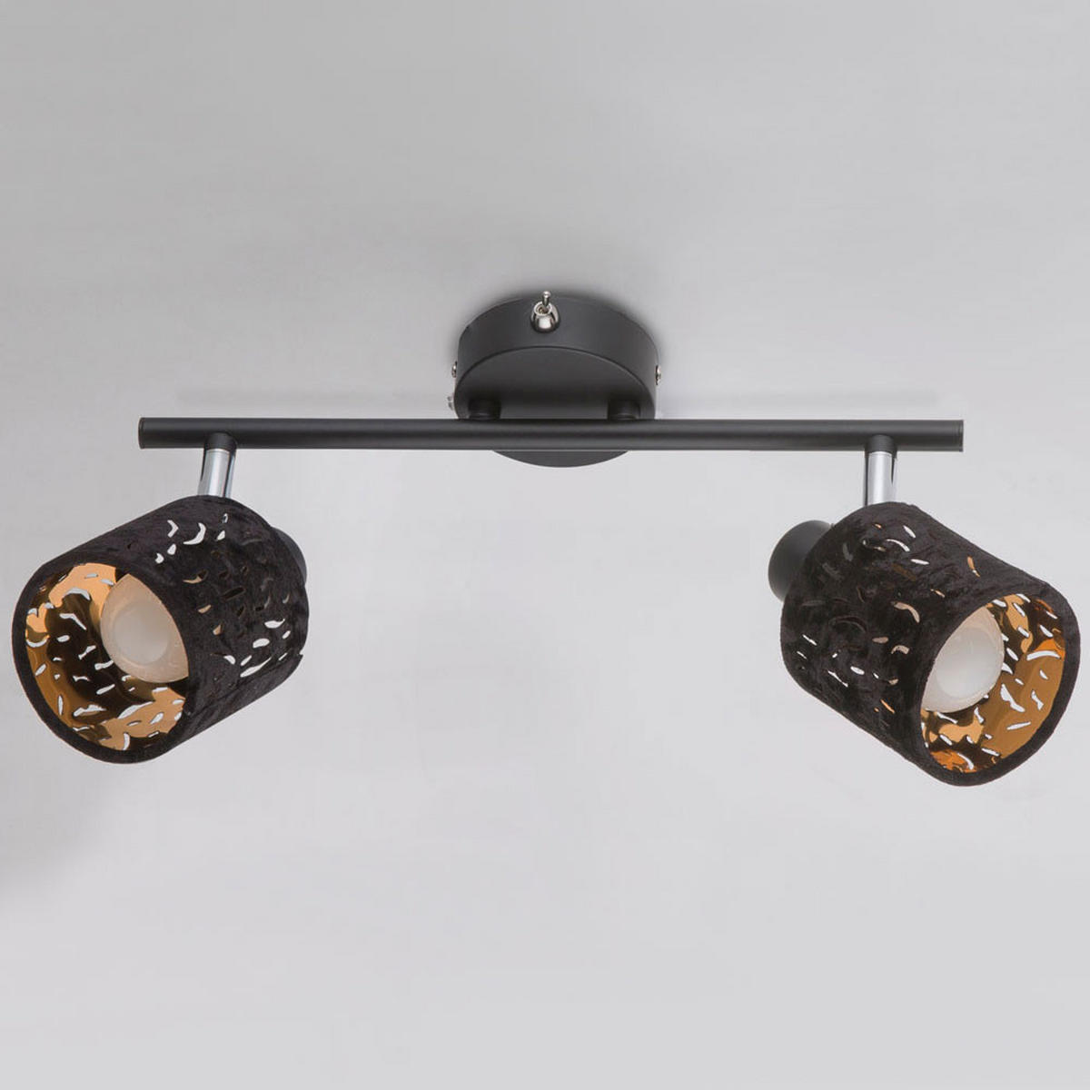 DECKENLEUCHTE TROY Samt Schwarz Gold - Schwarz, Metall (32/14/15cm)