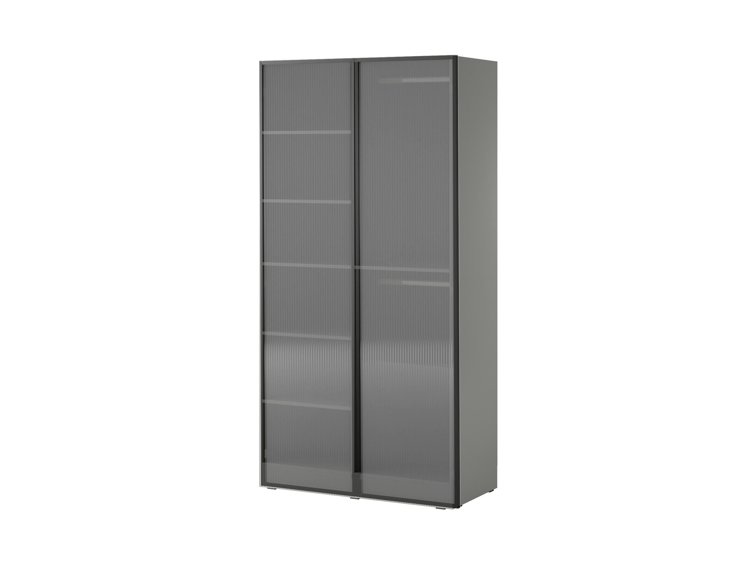 DREHTÜRENSCHRANK - Schrank Minewra 100 - Grau Flutes - Grau, Holzwerkstoff (101/200/51cm) - Möblo