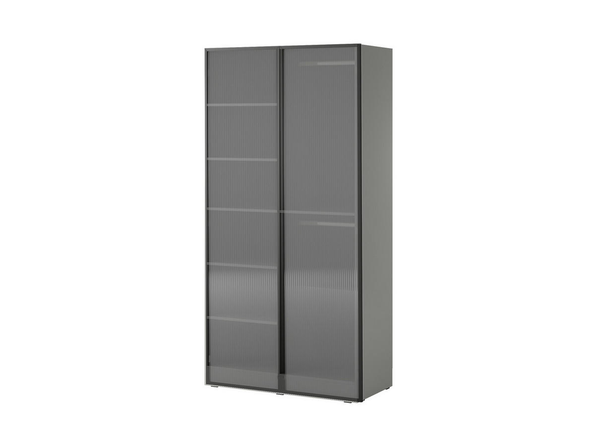DREHTÜRENSCHRANK - Schrank Minewra 100 - Grau Flutes - Grau, Holzwerkstoff (101/200/51cm) - Möblo