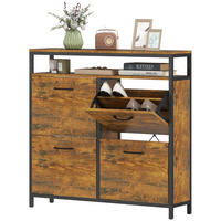 SCHUHKIPPER DE-38030 98/24/95 cm mit 4 Klappfächern Braun - Braun, Holzwerkstoff (98/95/24cm) - ComfortXL