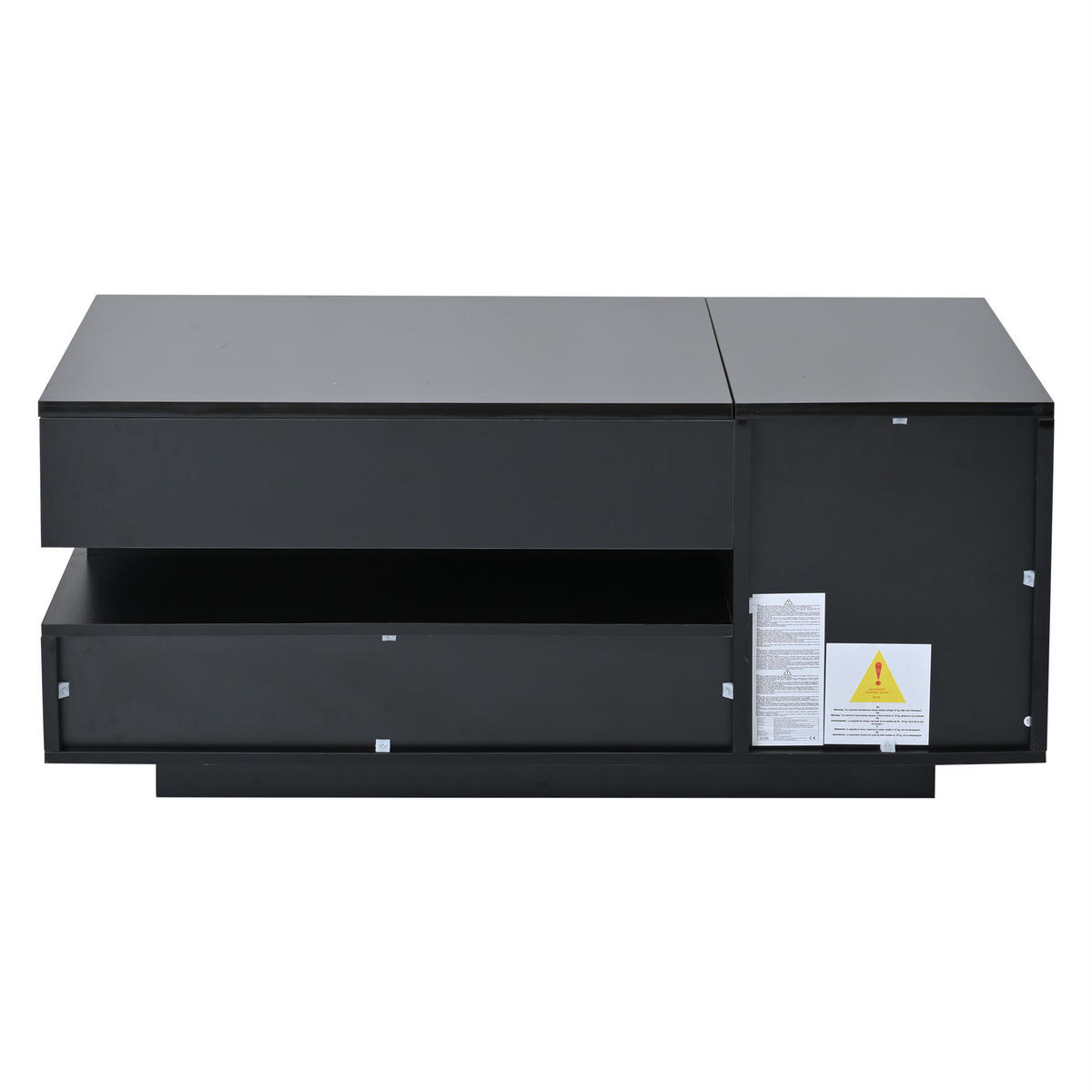 COUCHTISCH DE-195 Schwarz mit Hebefunktion und LED - Schwarz, Holzwerkstoff (50/95/40cm) - ComfortXL